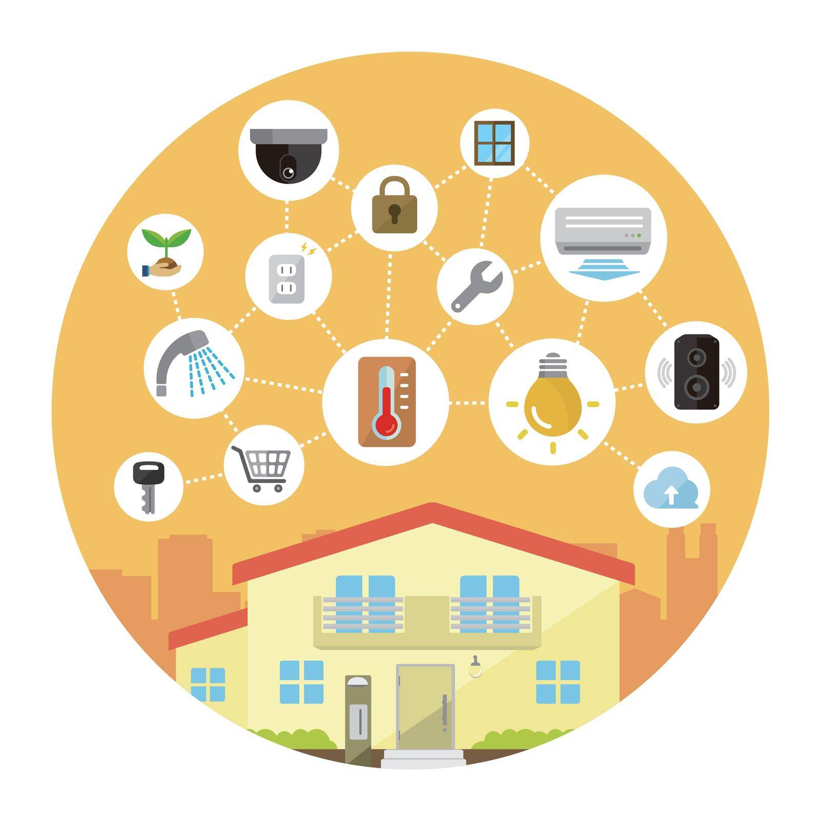 Smart home (smart house) technology concept flat illustration