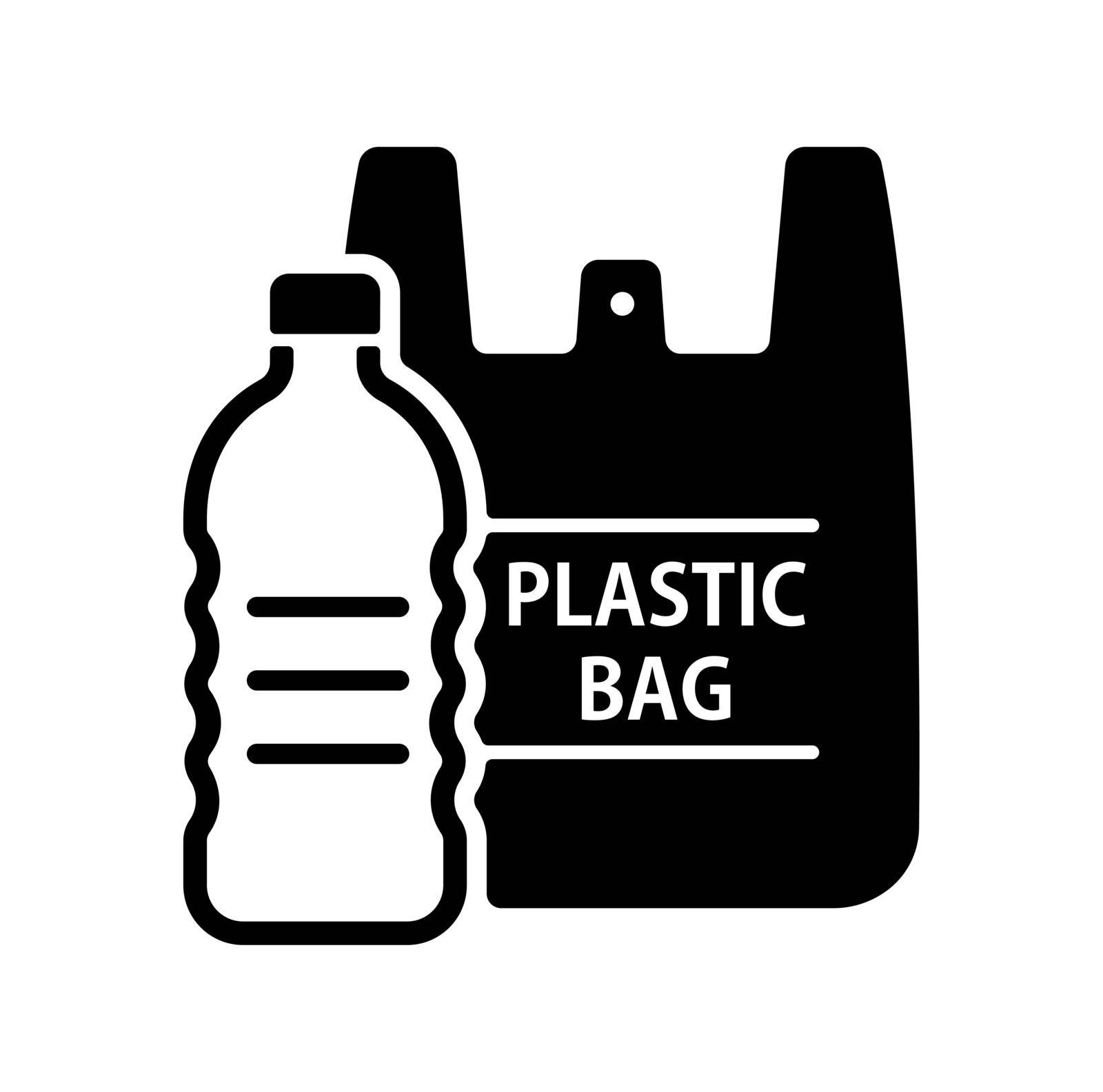 Plastic waste (palstic pollustion) vector icon illustration / ecology, recycle symbol