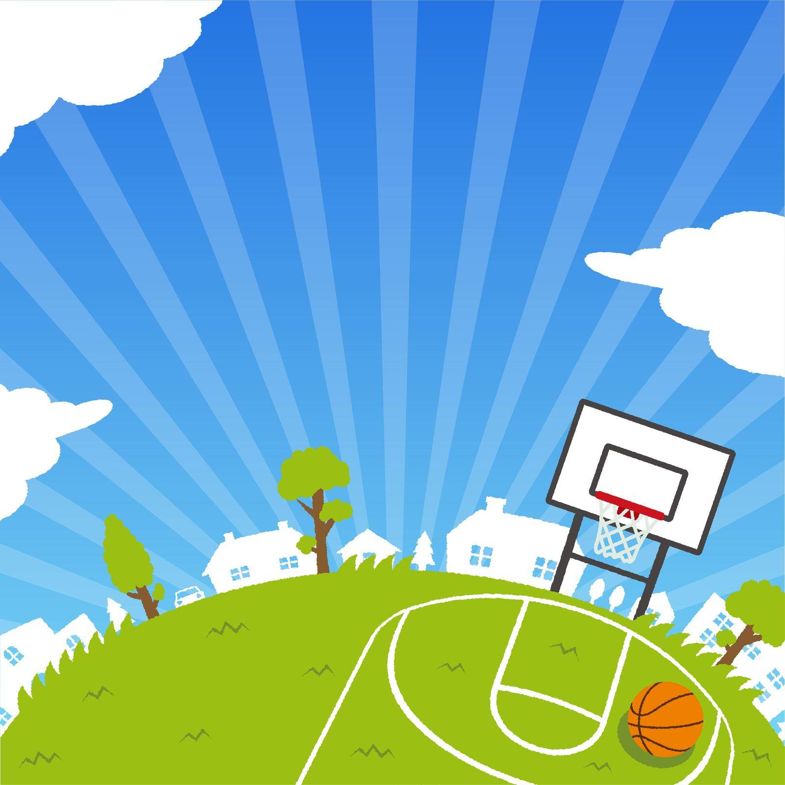 Semicircular grass Square ( basketball court ) vector banner illustration | square type by barks