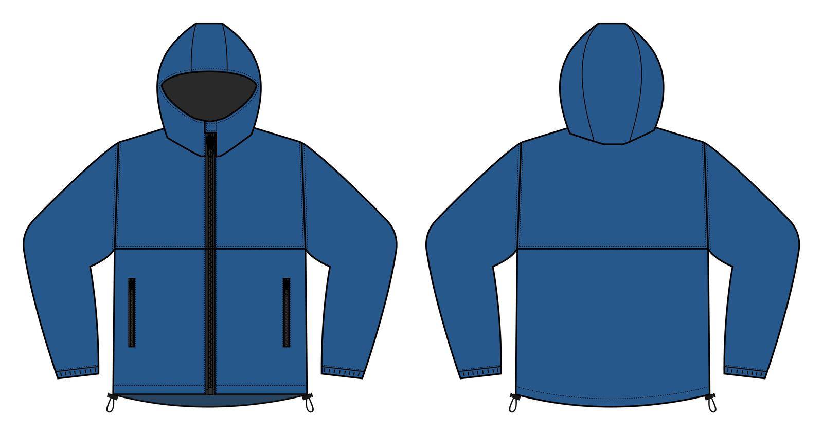 windproof hooded jacket ( parka) vector illustration / blue