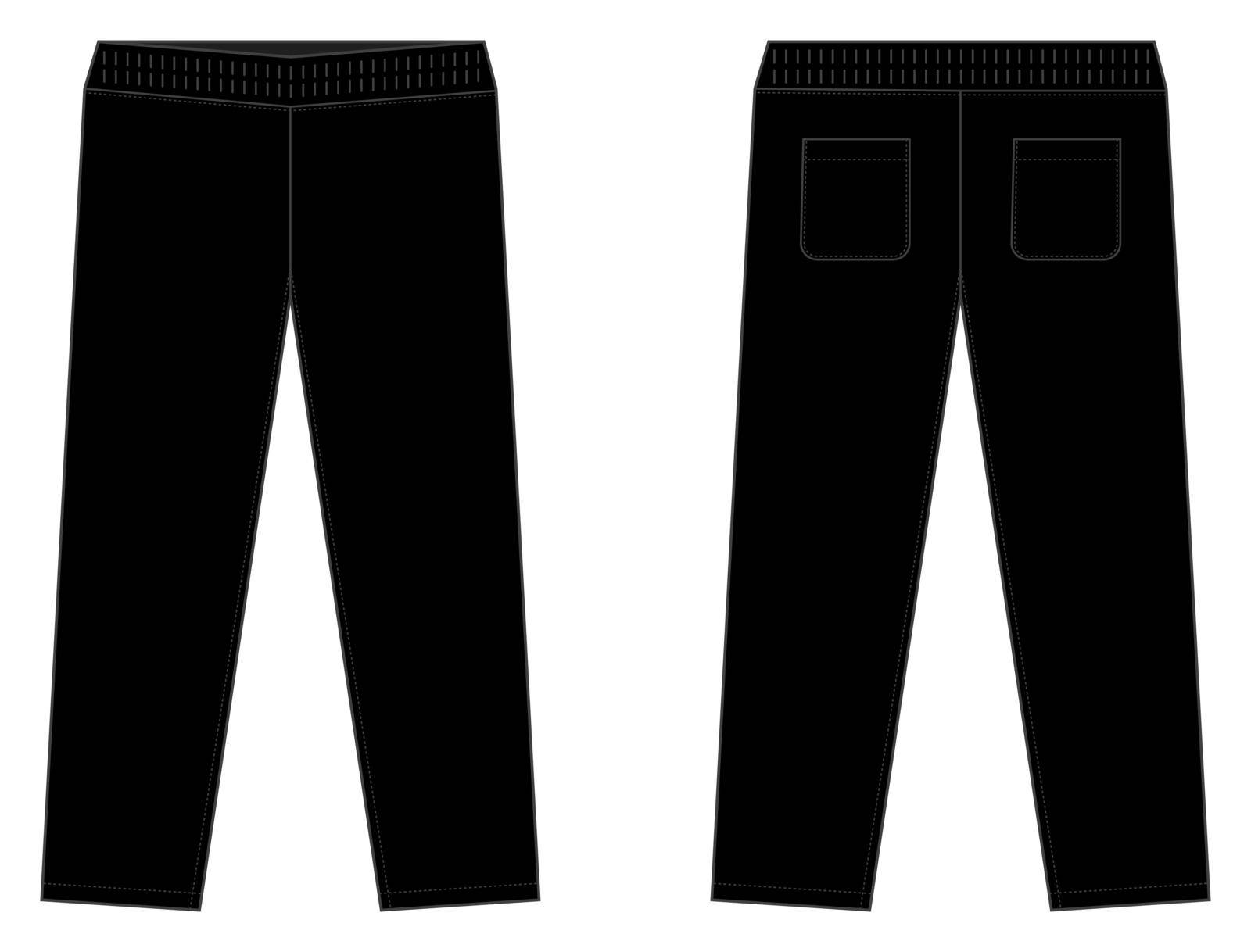 Casual jersey pants / sweat pants template vector illustration / black