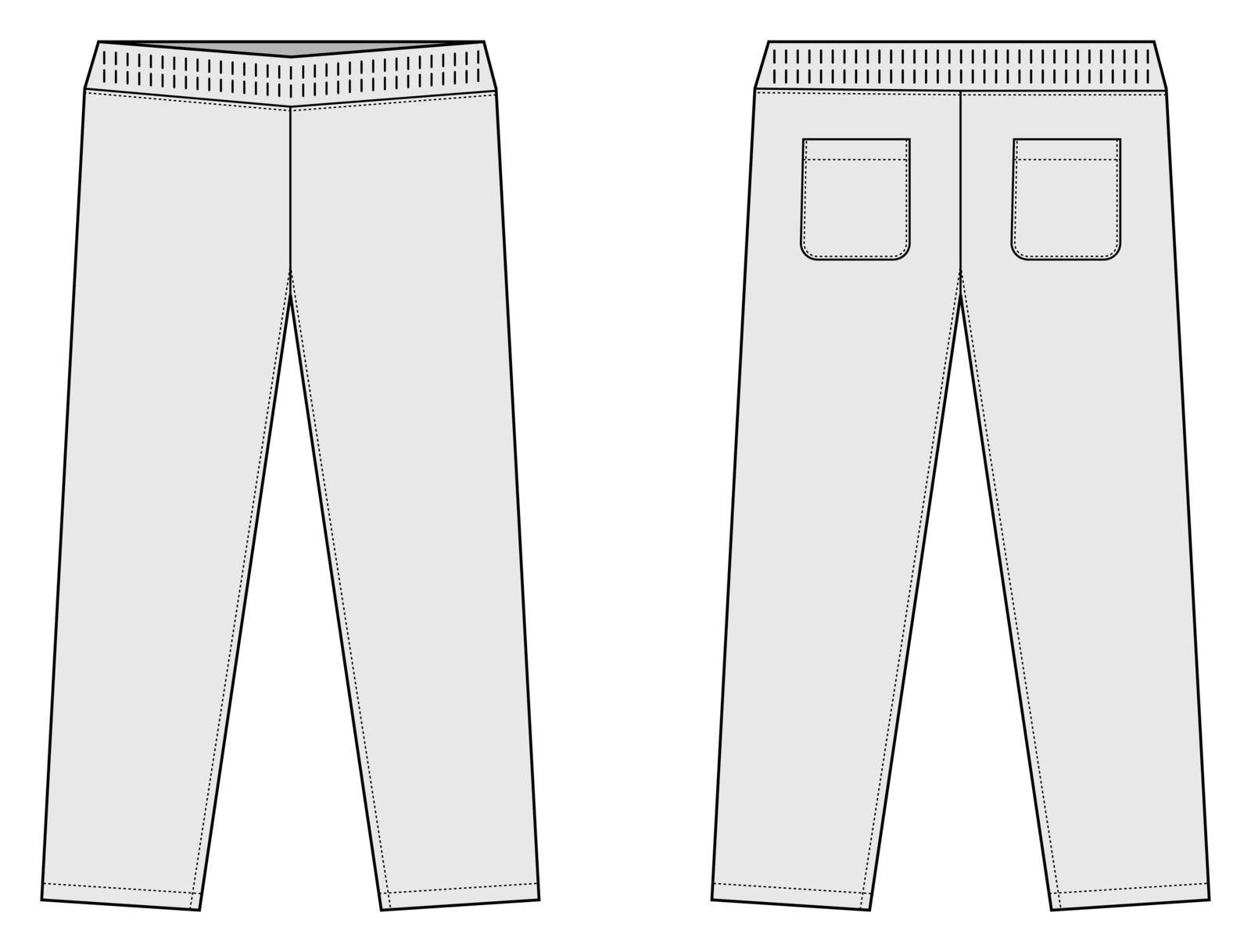 Casual jersey pants / sweat pants template vector illustration / white