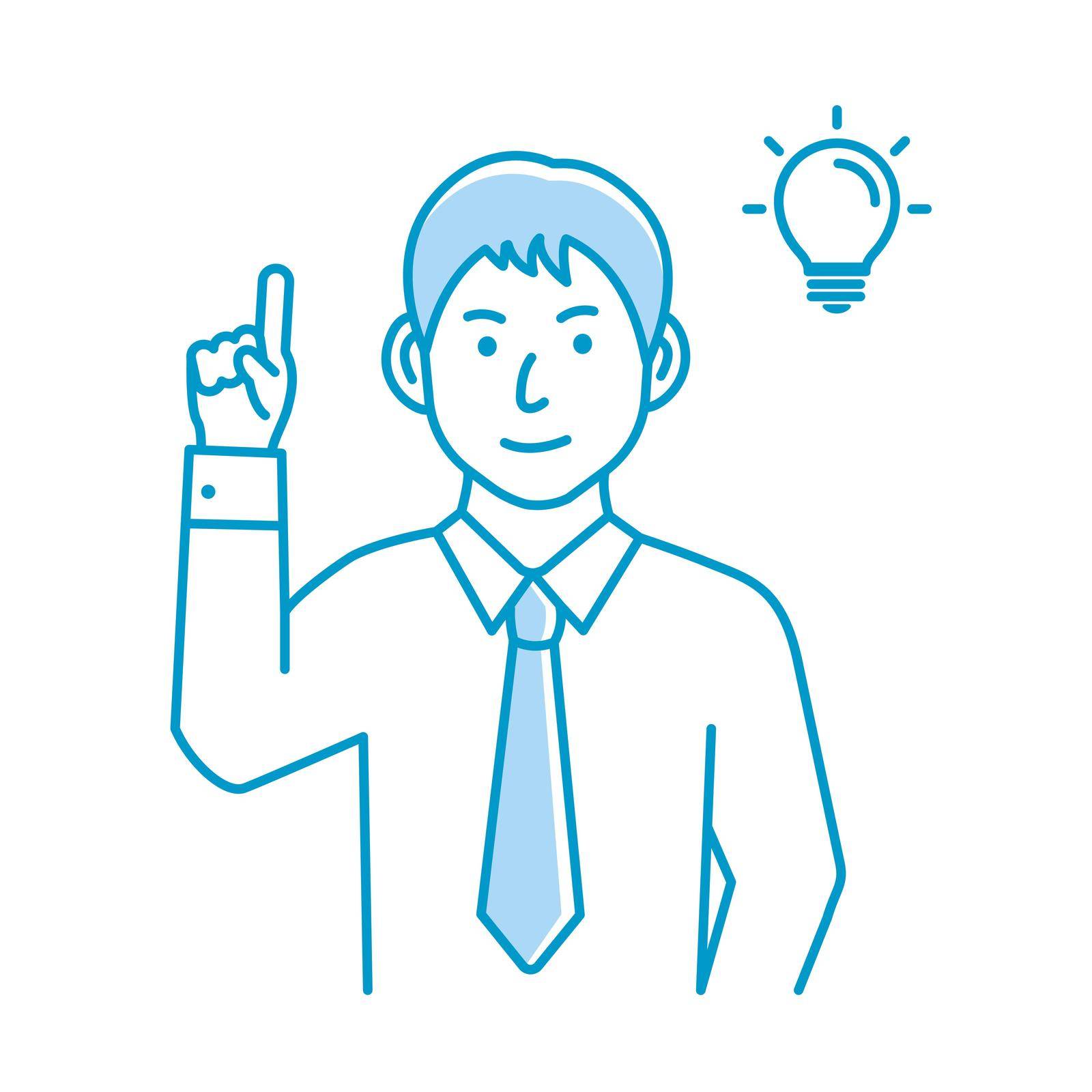 Vector illustration of a young businessman having good idea ( inspiration, innovation )