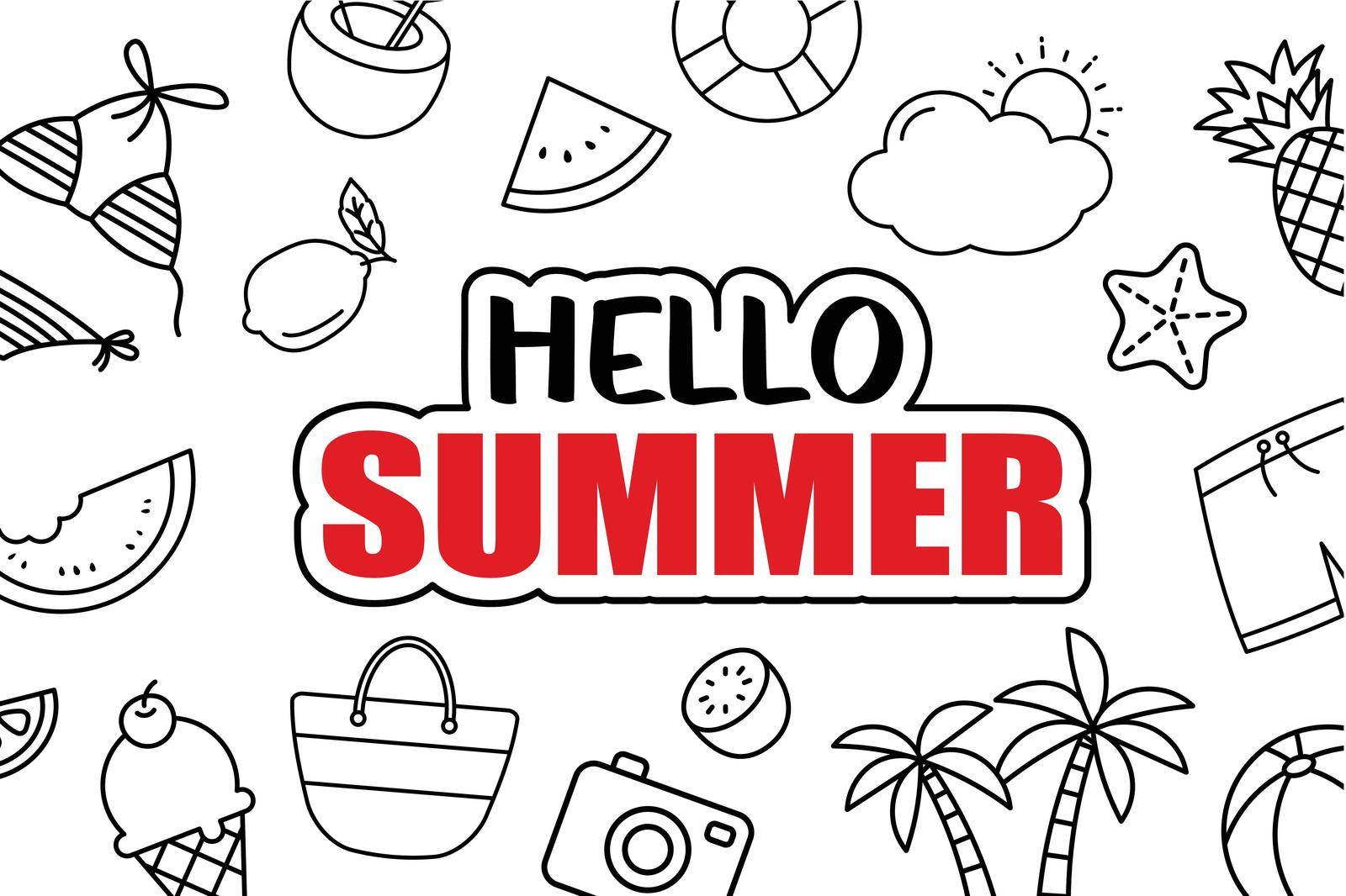 It's summer time background. Summer banner tropical elements design.