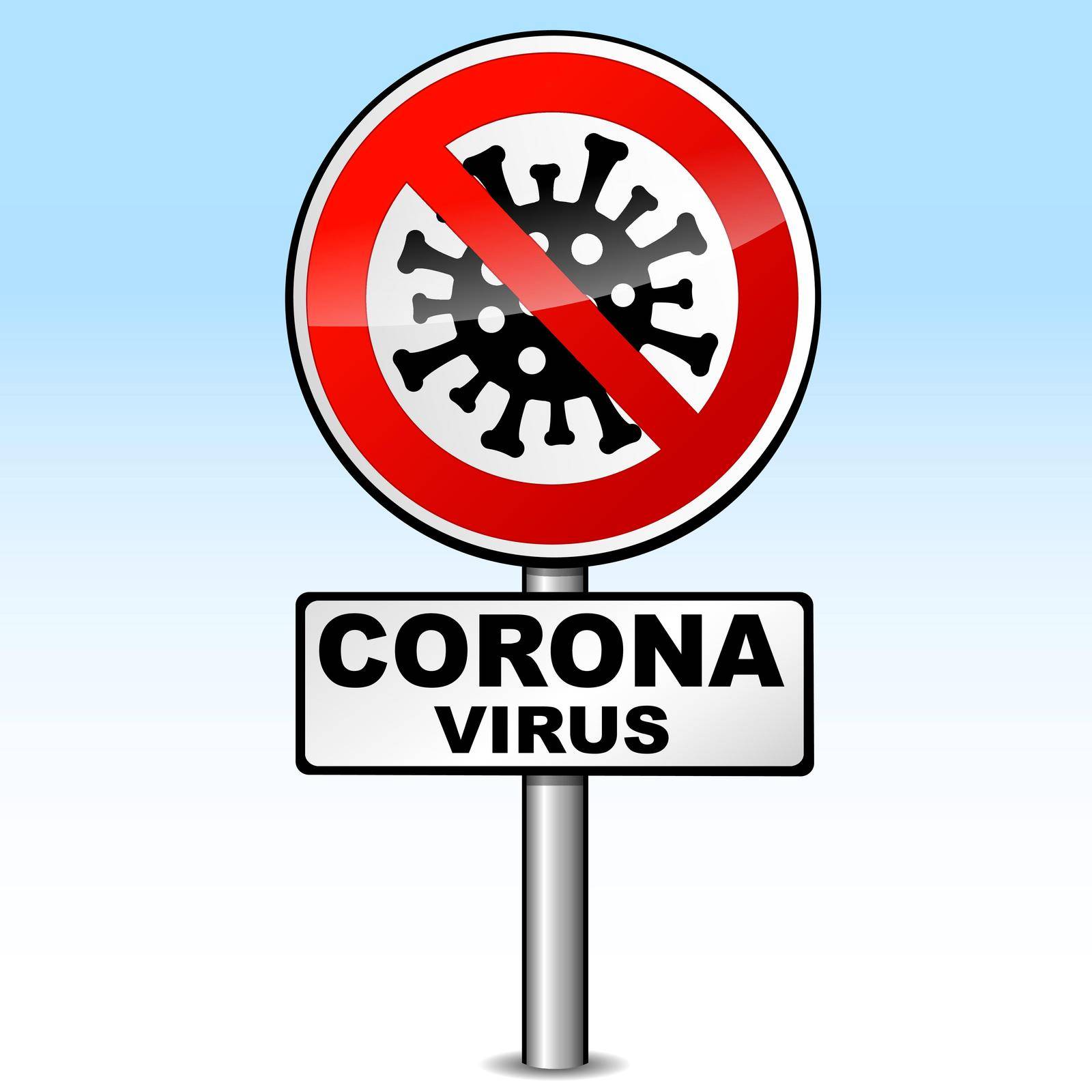 Vector illustration of corona virus road sign