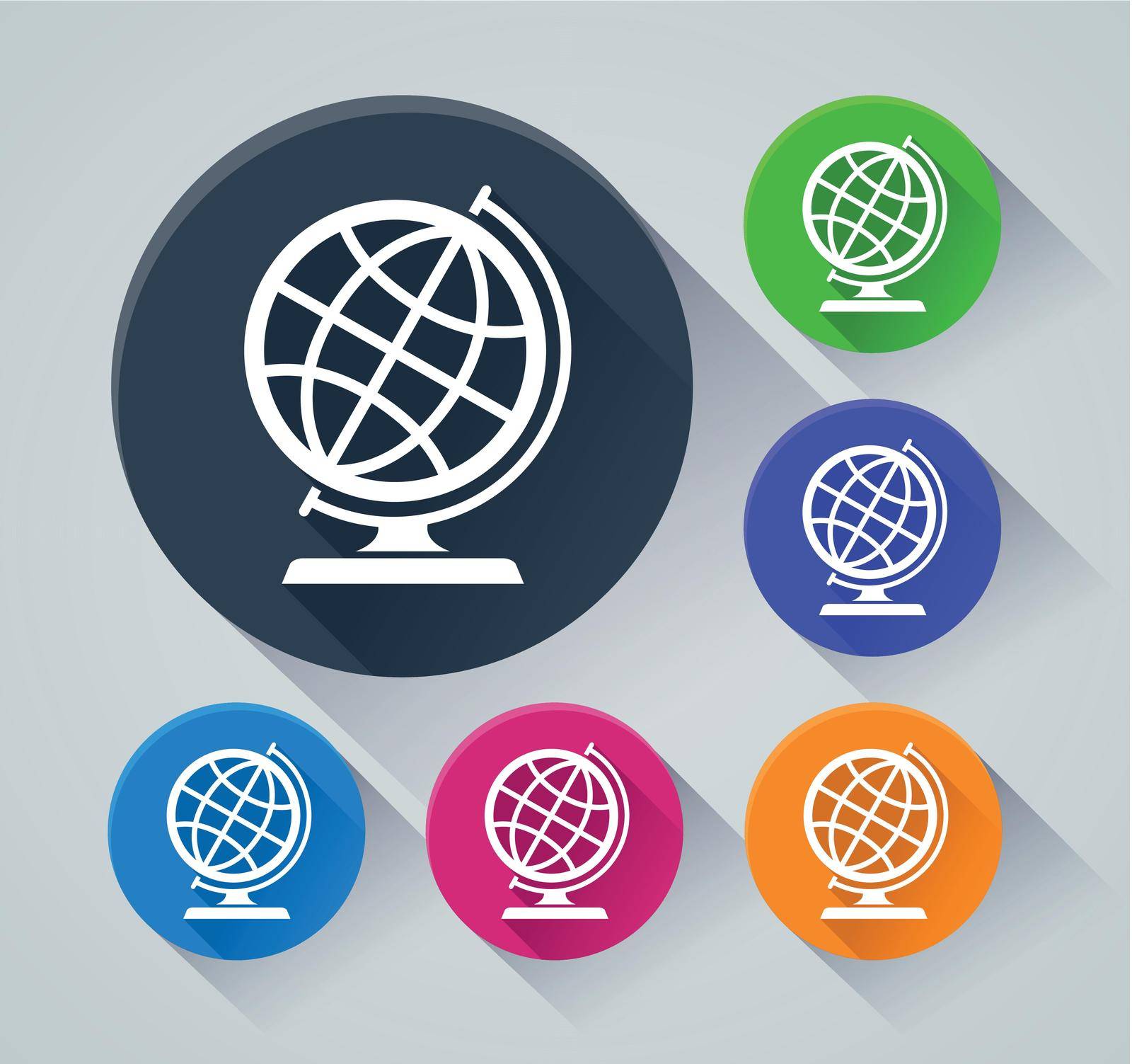 Illustration of globe circle icons with shadow