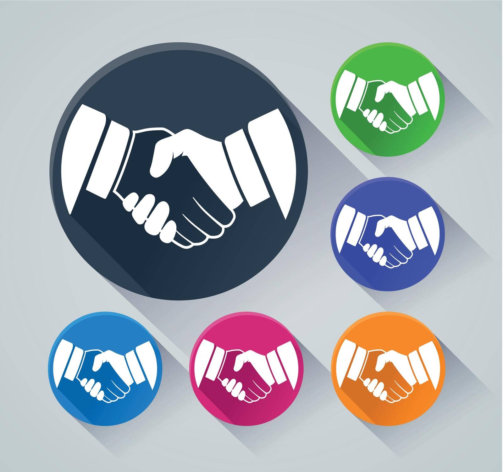 Illustration of handshake circle icons with shadow