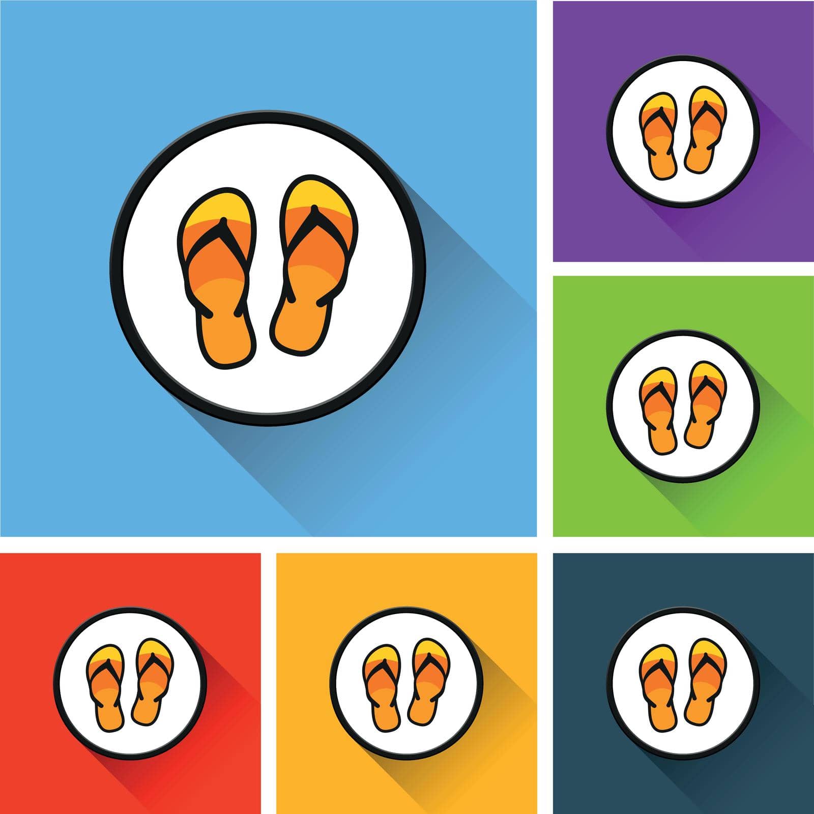 flip flop icons with long shadow by Francois_Poirier