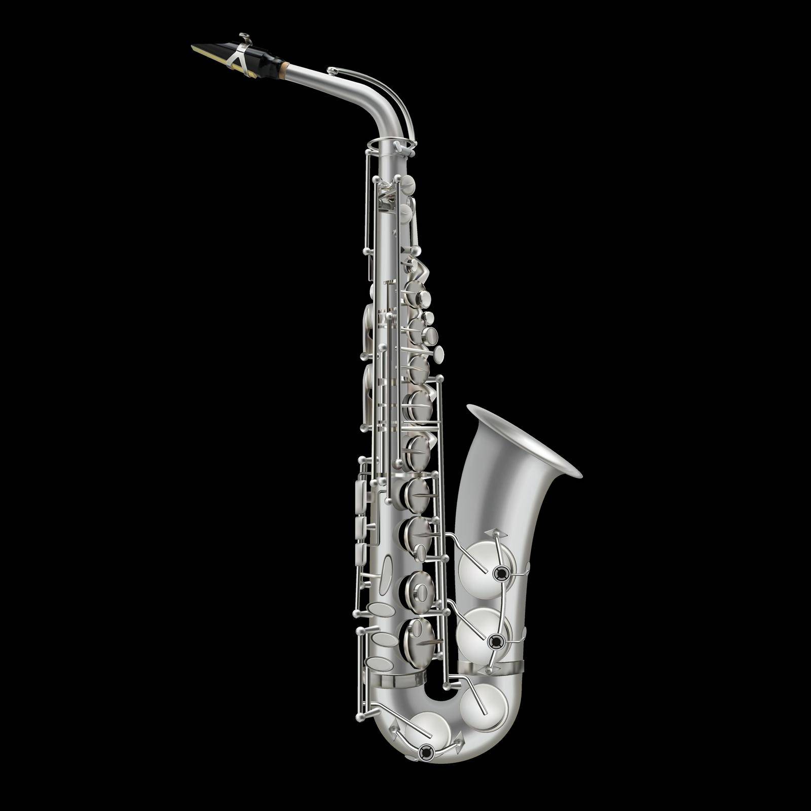 photorealistic saxophone isolated on a black background by lem