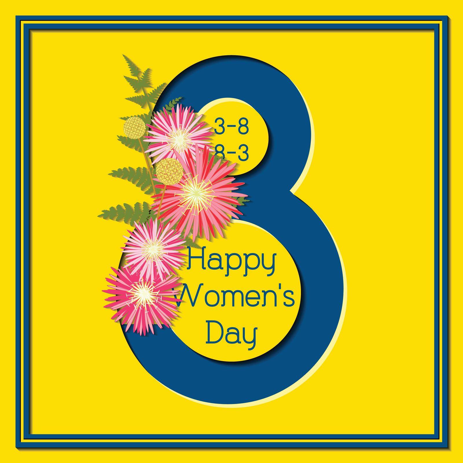 8 March Happy Women's Day Colorful Floral Greeting card