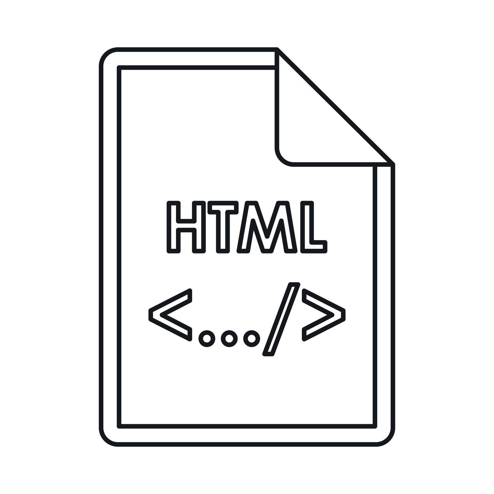 HTML file extension icon, outline style by ylivdesign