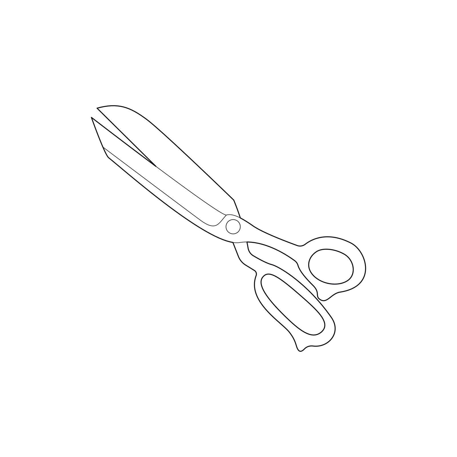 Scissors icon in outline style isolated on white background. Working tool symbol