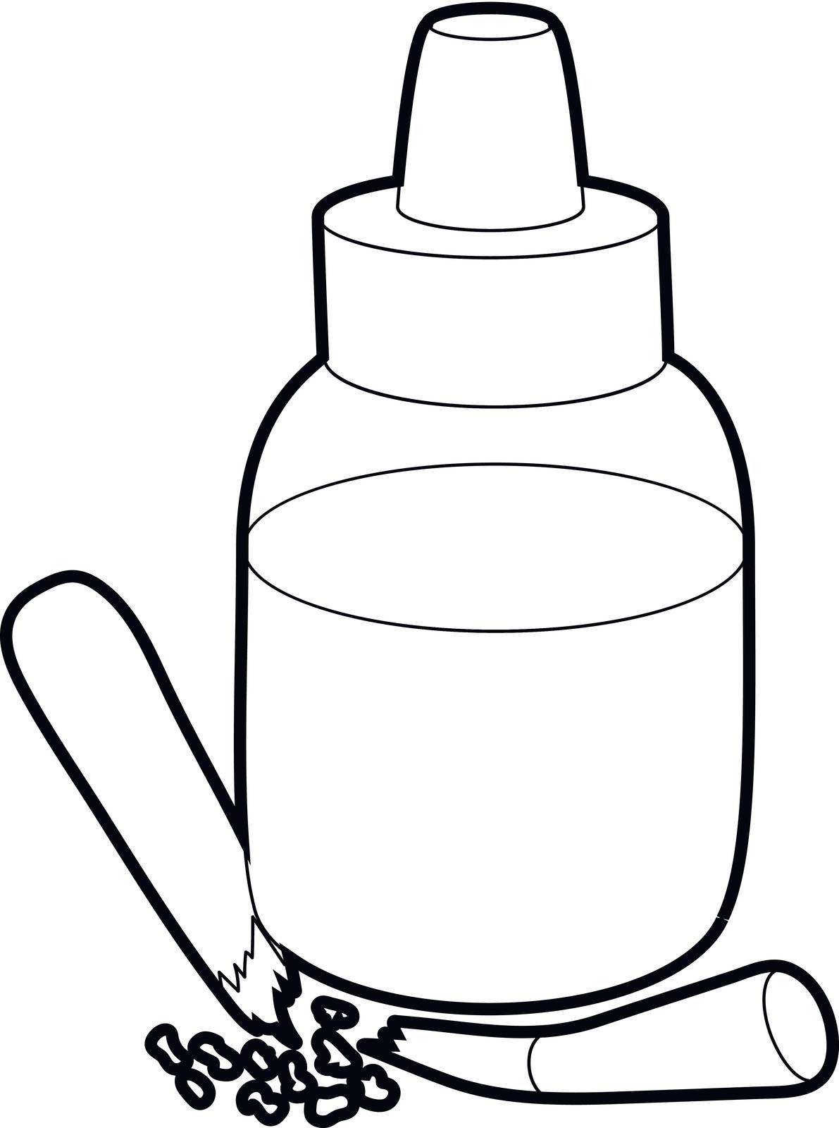 Refill bottle and cigarette icon, outline style by ylivdesign