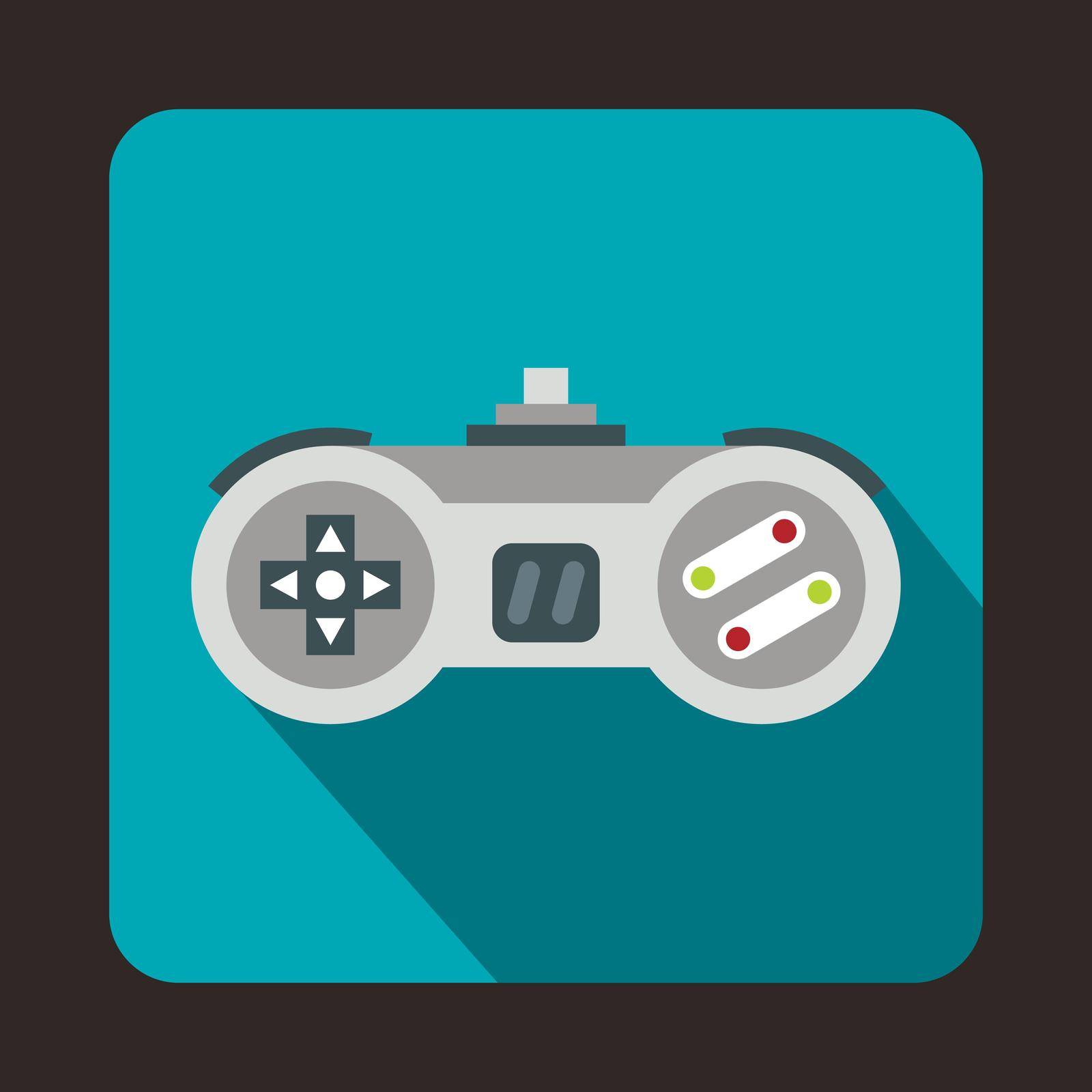 Joystick icon in flat style with long shadow. Play symbol