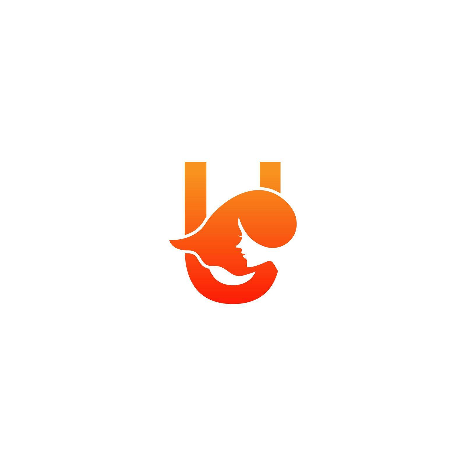 Letter U with woman face logo icon design vector by bellaxbudhong3