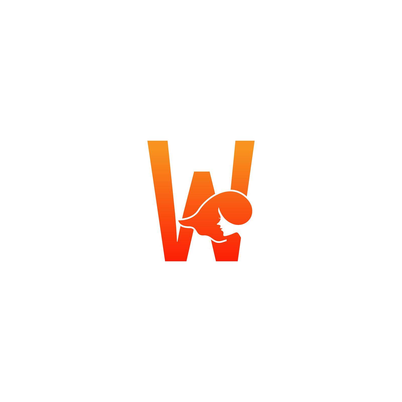 Letter W with woman face logo icon design vector by bellaxbudhong3