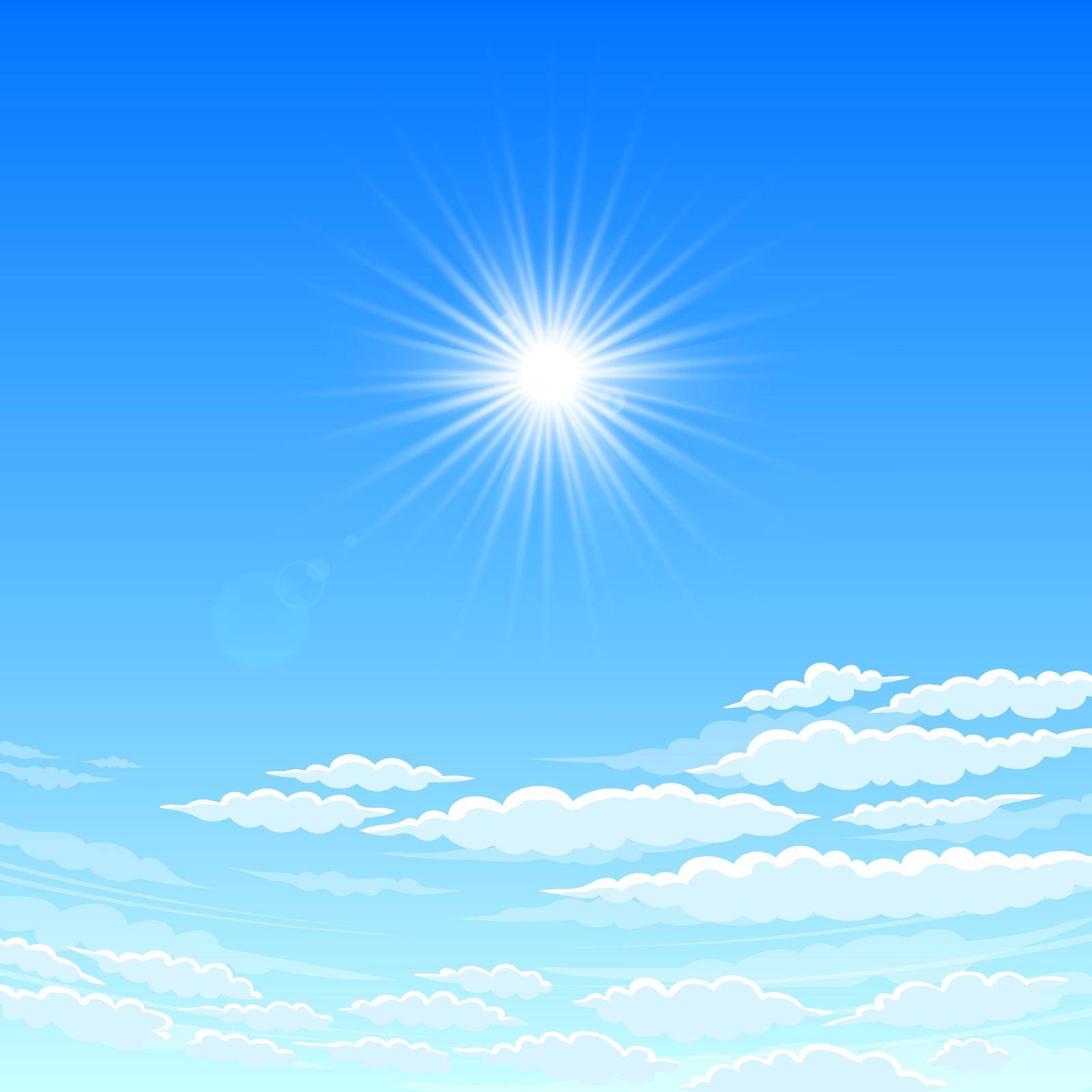 Sky, cloudy day And the sun shining. Vector Sky Background