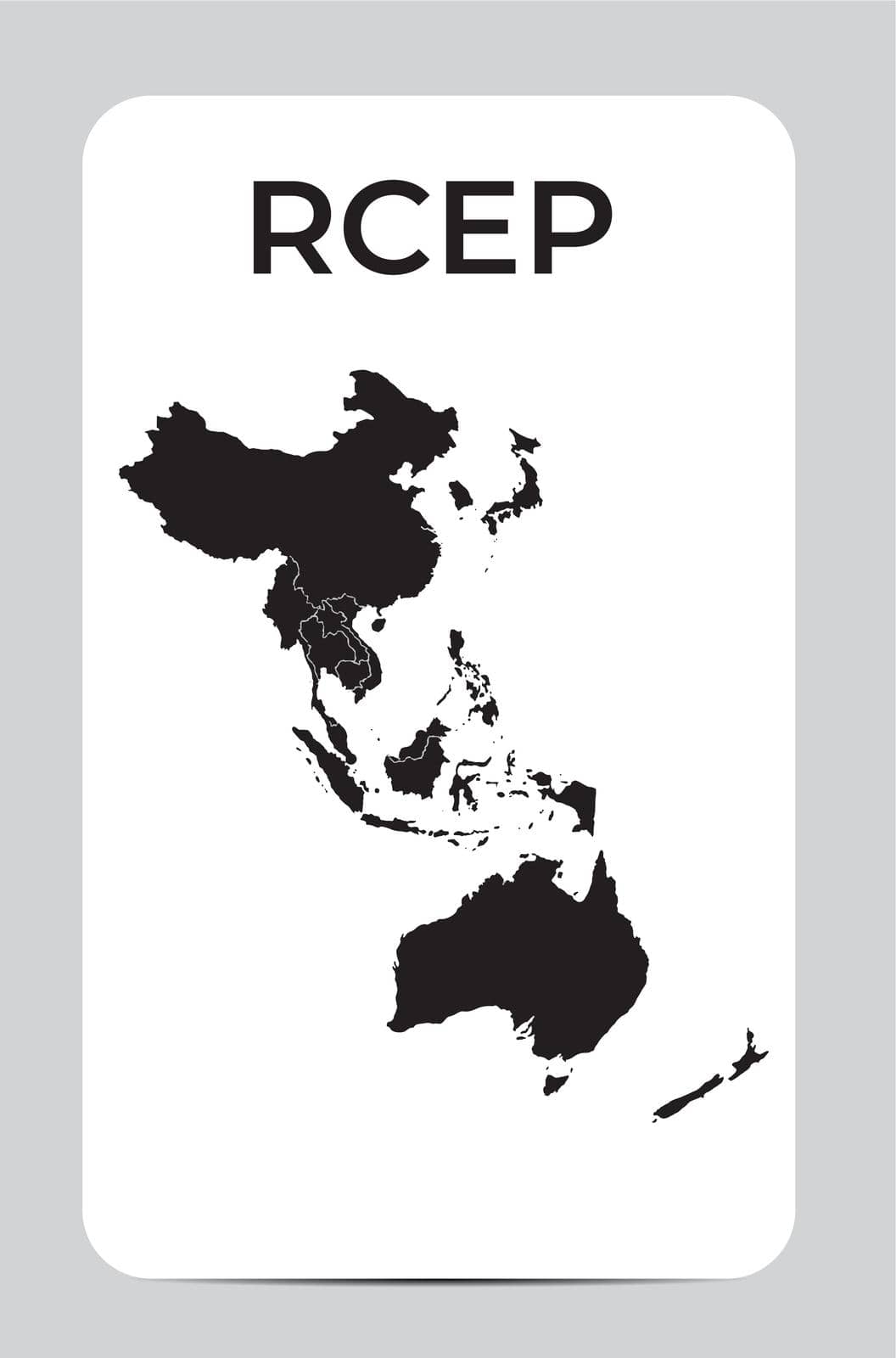 Modern Regional Comprehensive Economic Partnership (RCEP) map. Vector Illustration. EPS10
