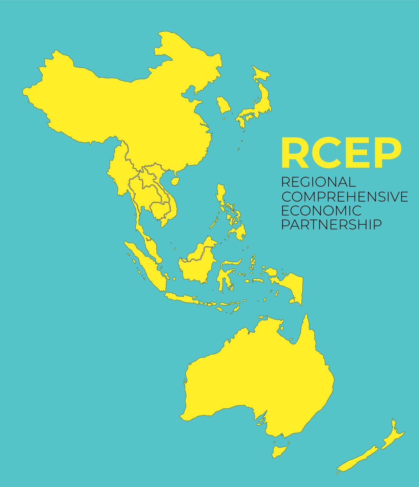 Modern Regional Comprehensive Economic Partnership RCEP map background. Vector Illustration by yganko
