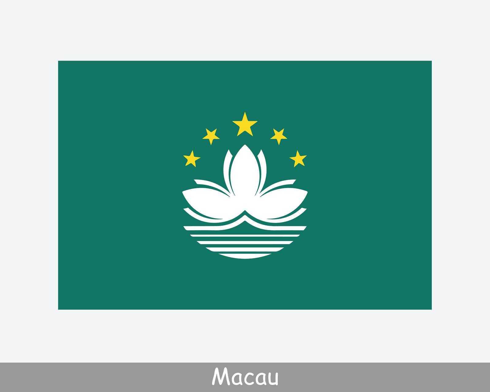 National Flag of Macau. Macao Country Flag Detailed Banner. EPS Vector Illustration Cut File