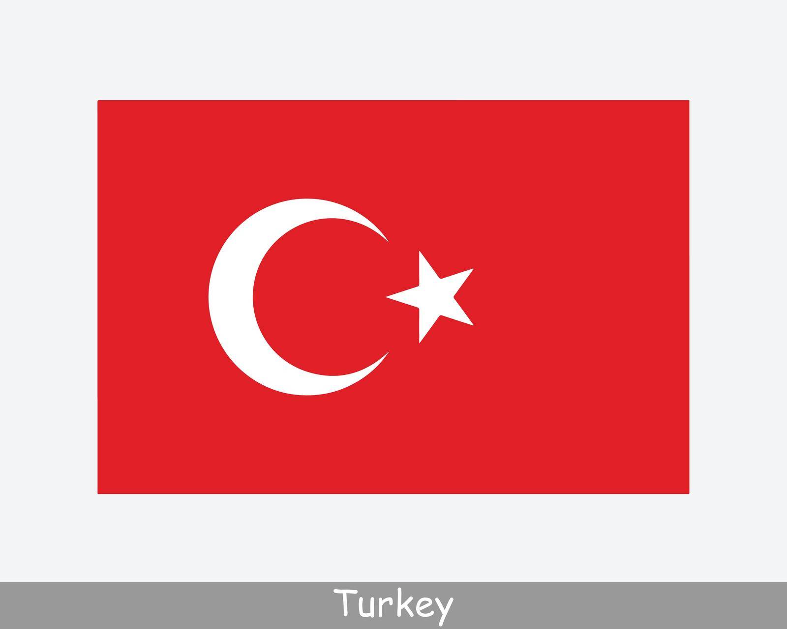 National Flag of Turkey. Turkish Country Flag. Republic of Turkey Detailed Banner. EPS Vector Illustration Cut File