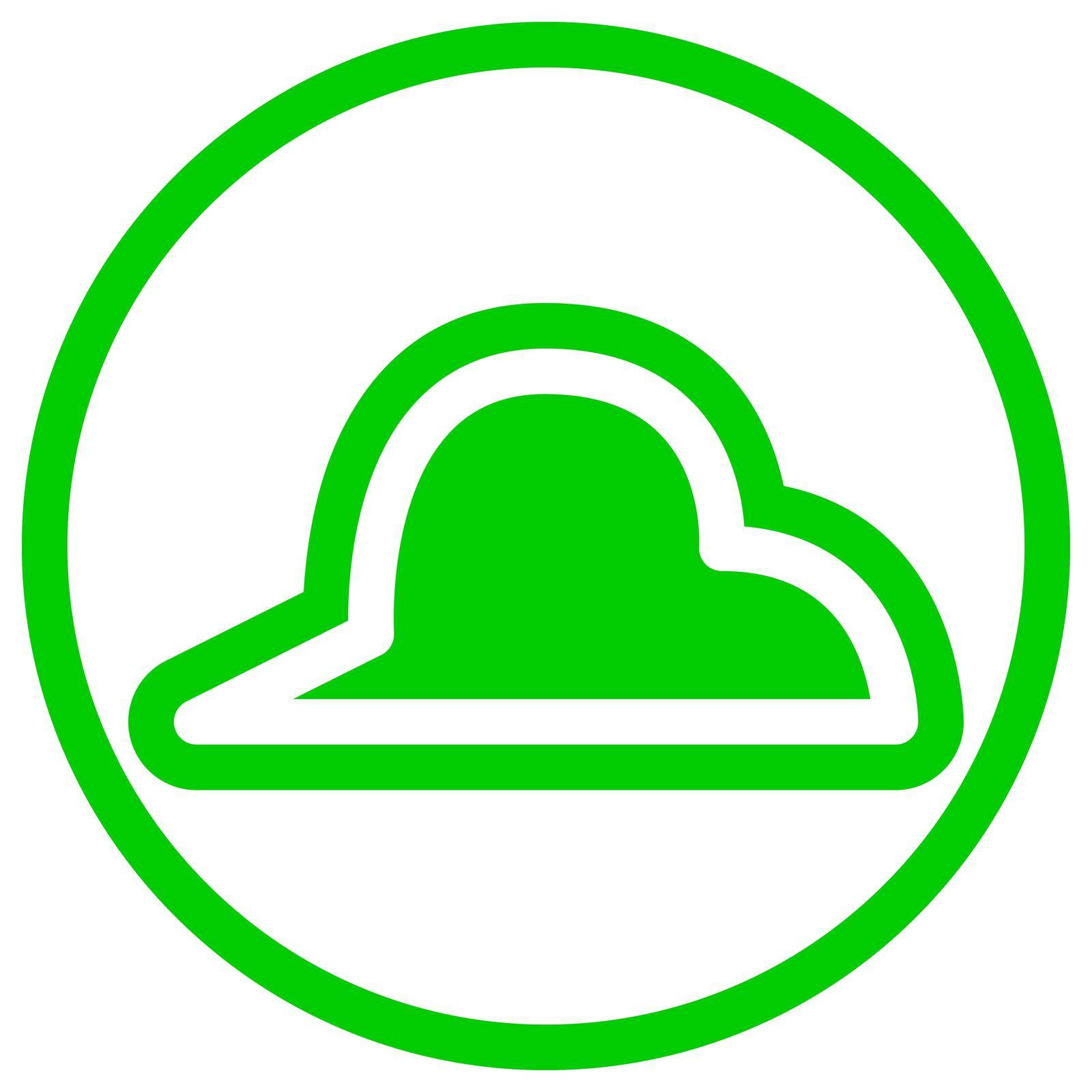 Sharp cloud icon in flat design with green color and outline on a line circle background.