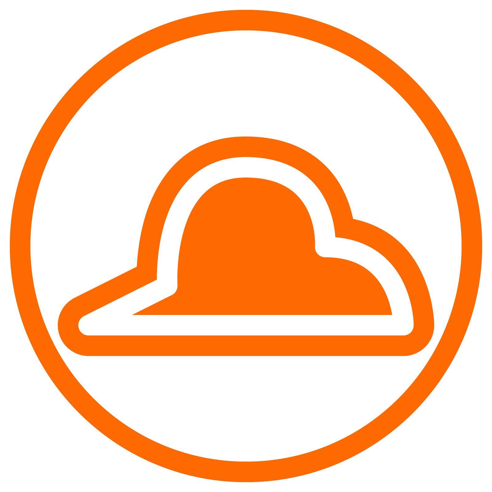 Sharp cloud icon in flat design with orange color and outline on a line circle background.
