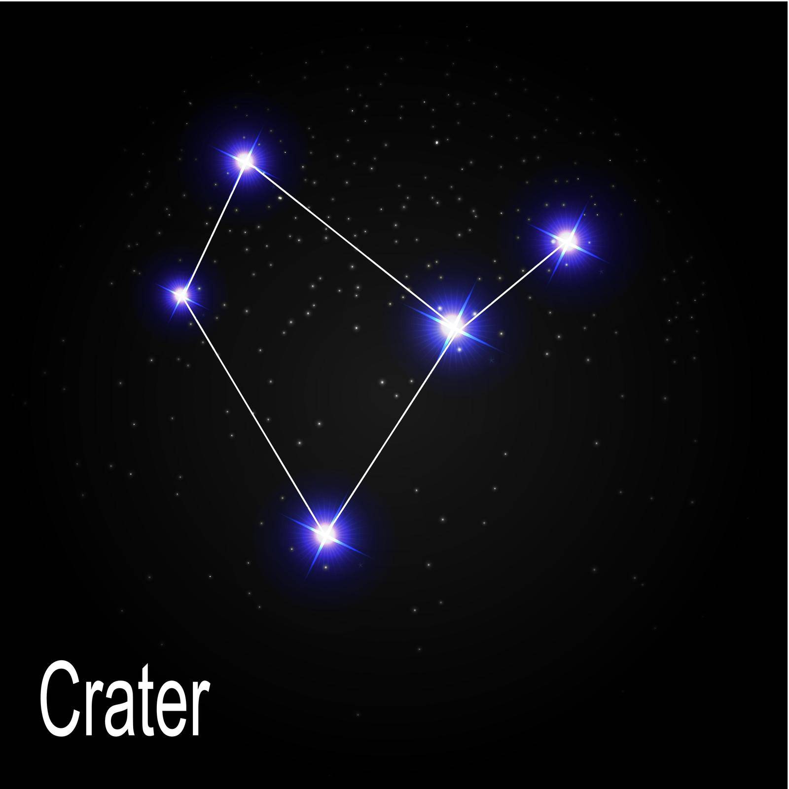 Crater Constellation with Beautiful Bright Stars on the Background of Cosmic Sky Vector Illustration EPS10