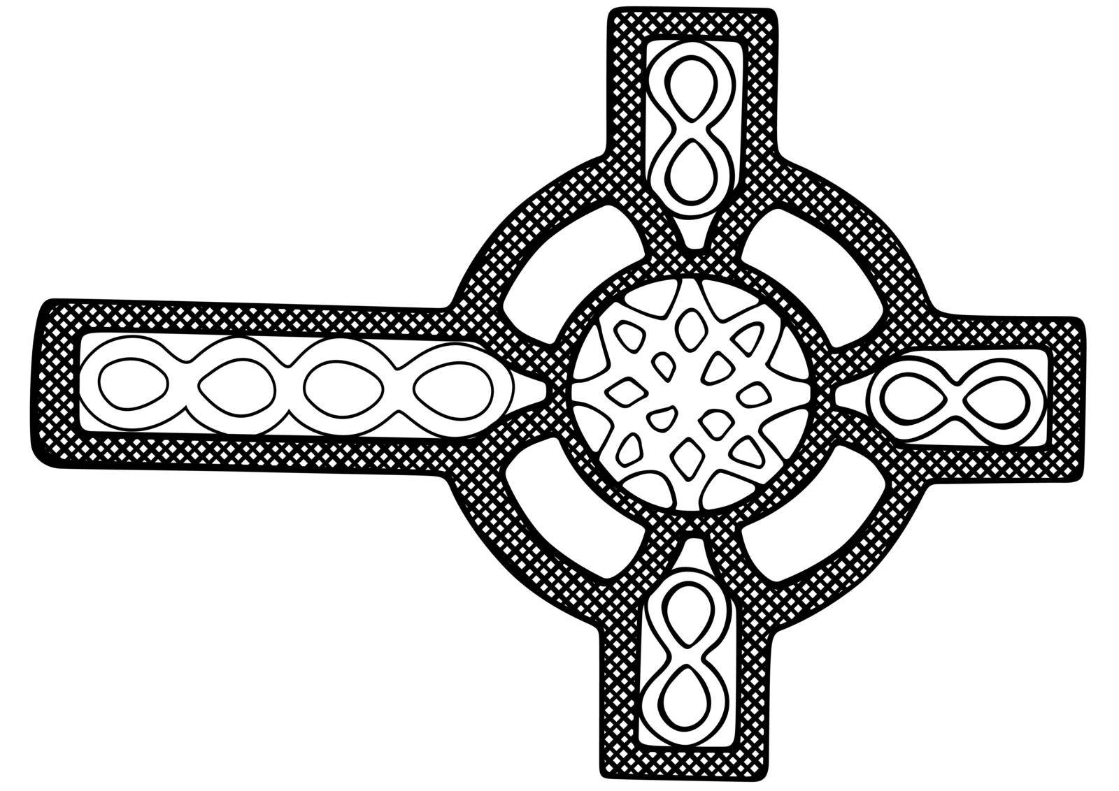 Black and White Celtic Cross - Ornamental Cross Isolated on White Background, Vector Graphic