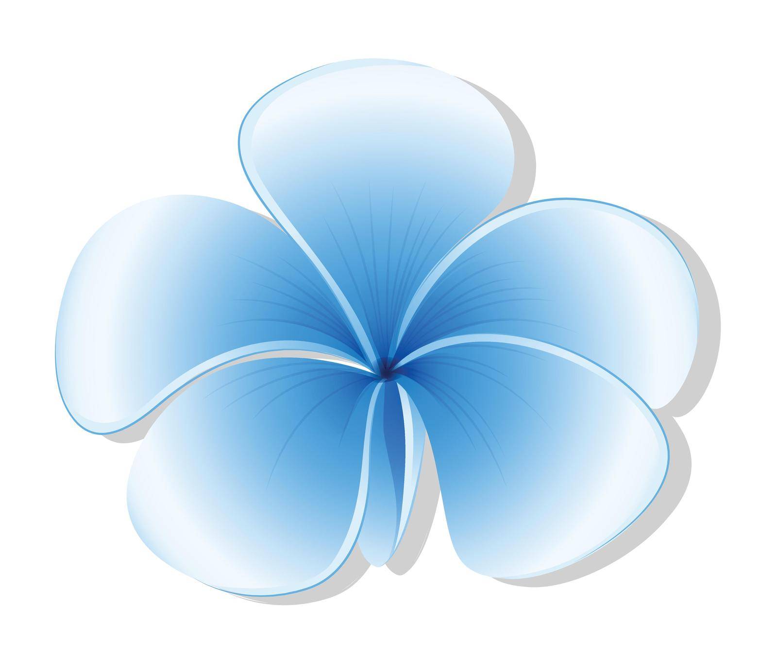 Illustration of a fresh five-petal blue flower on a white background