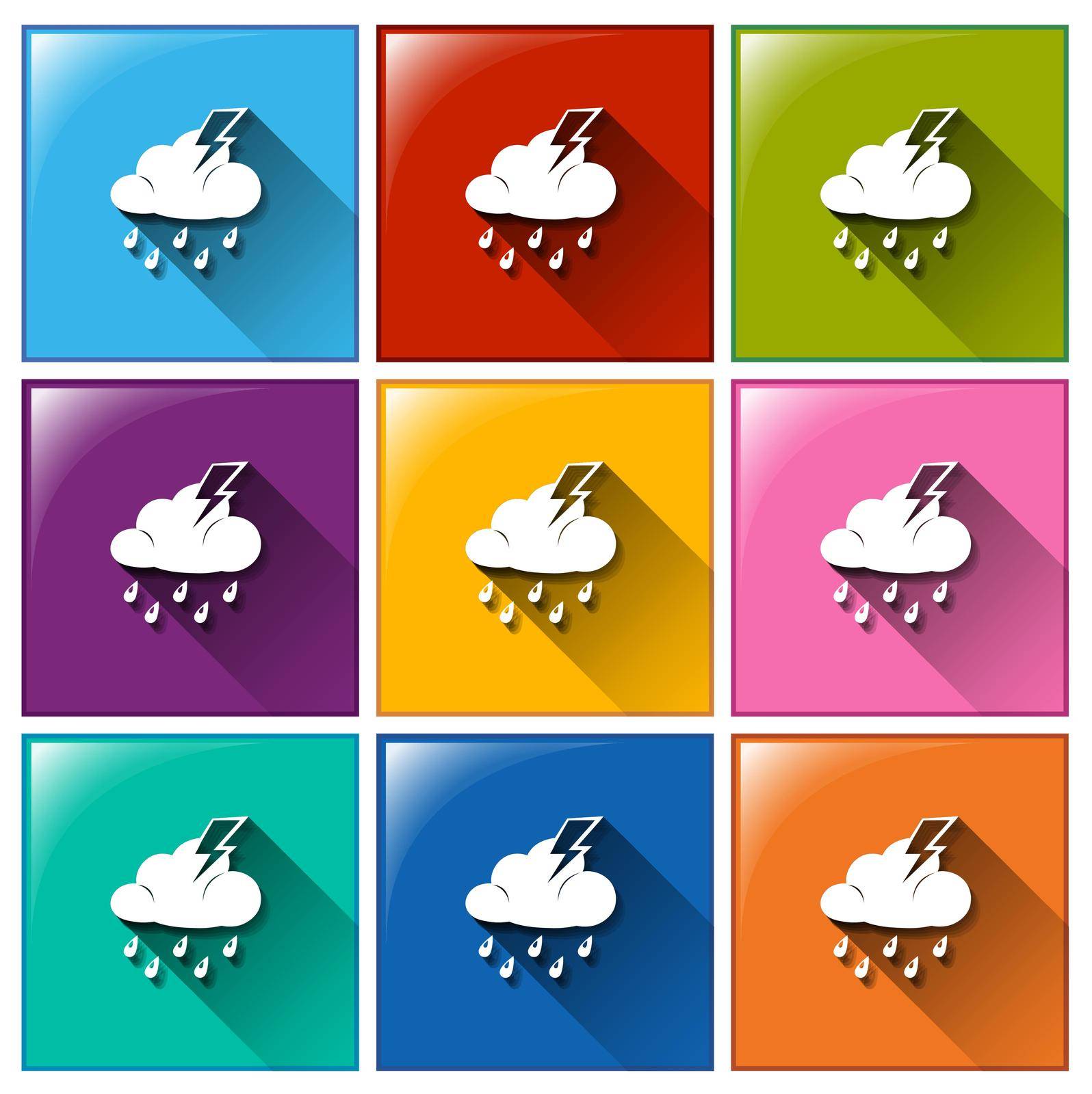 Illustration of the weather forecast icons on a white background