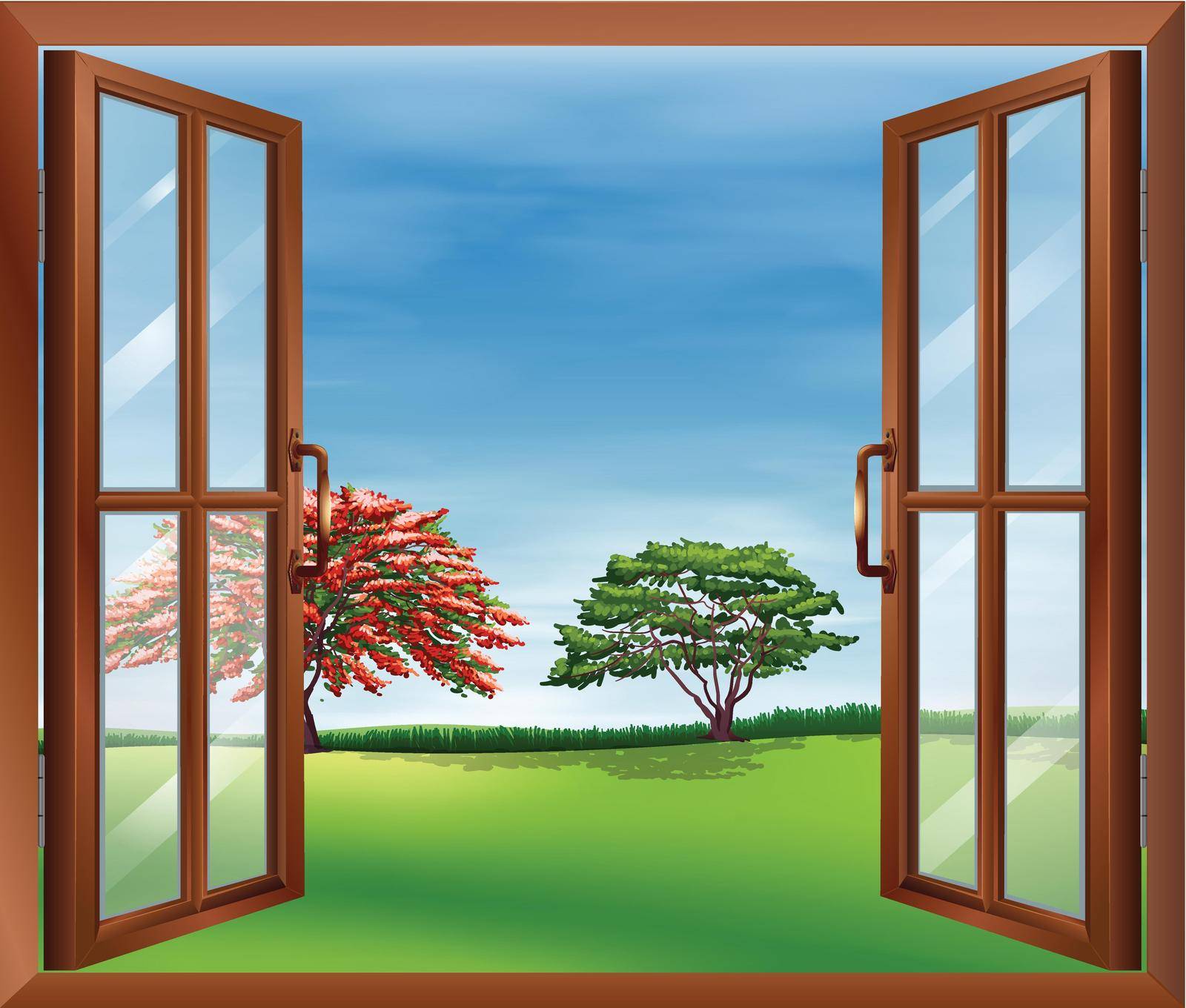 An open wooden window by iimages