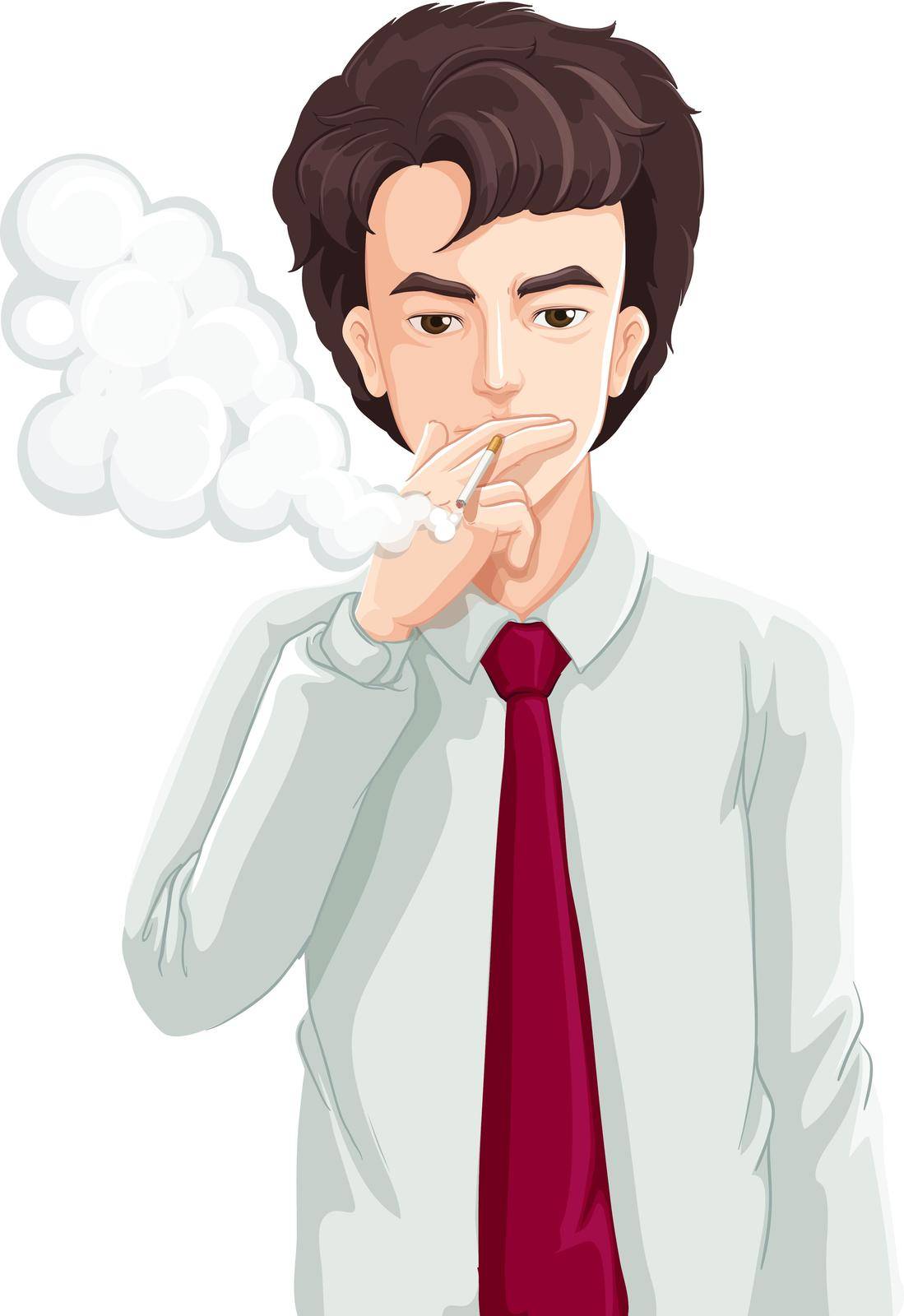 Illustration of a man smoking on a white background