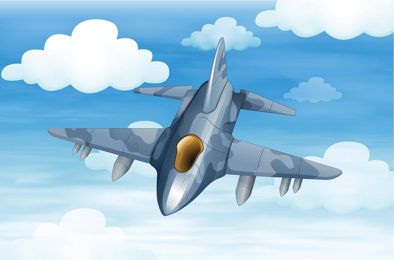 Illustration of a military aircraft in the sky