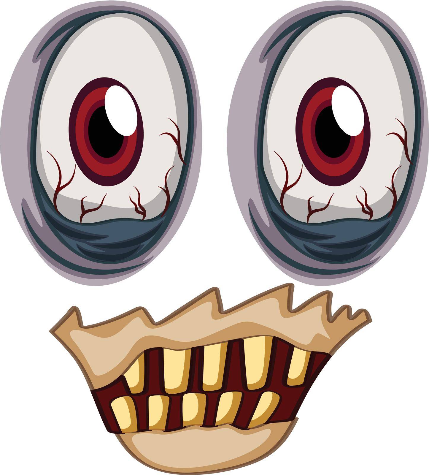 Illustration of the eyes of a zombie on a white background