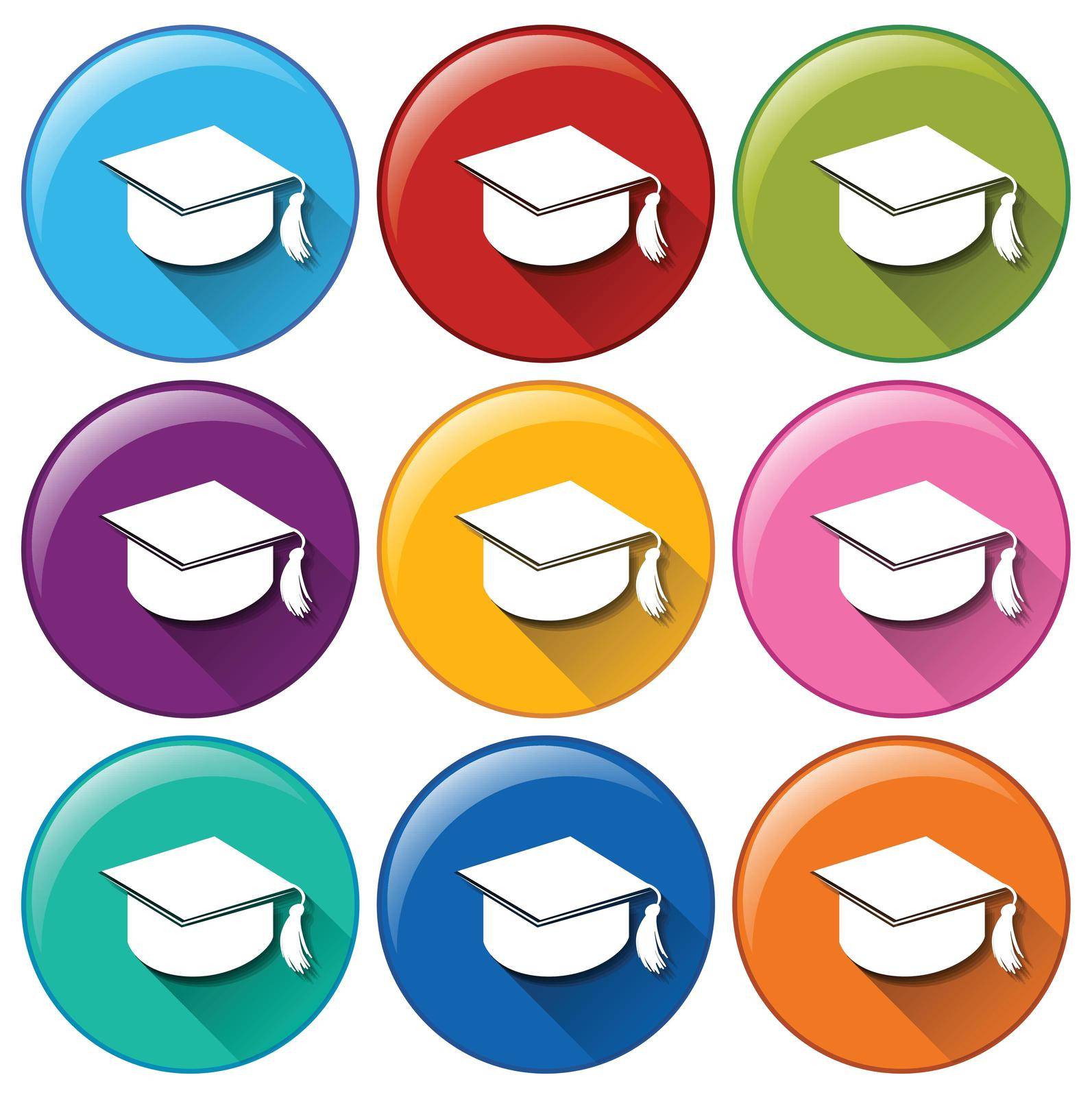 Illustration of the graduation cap icons on a white background