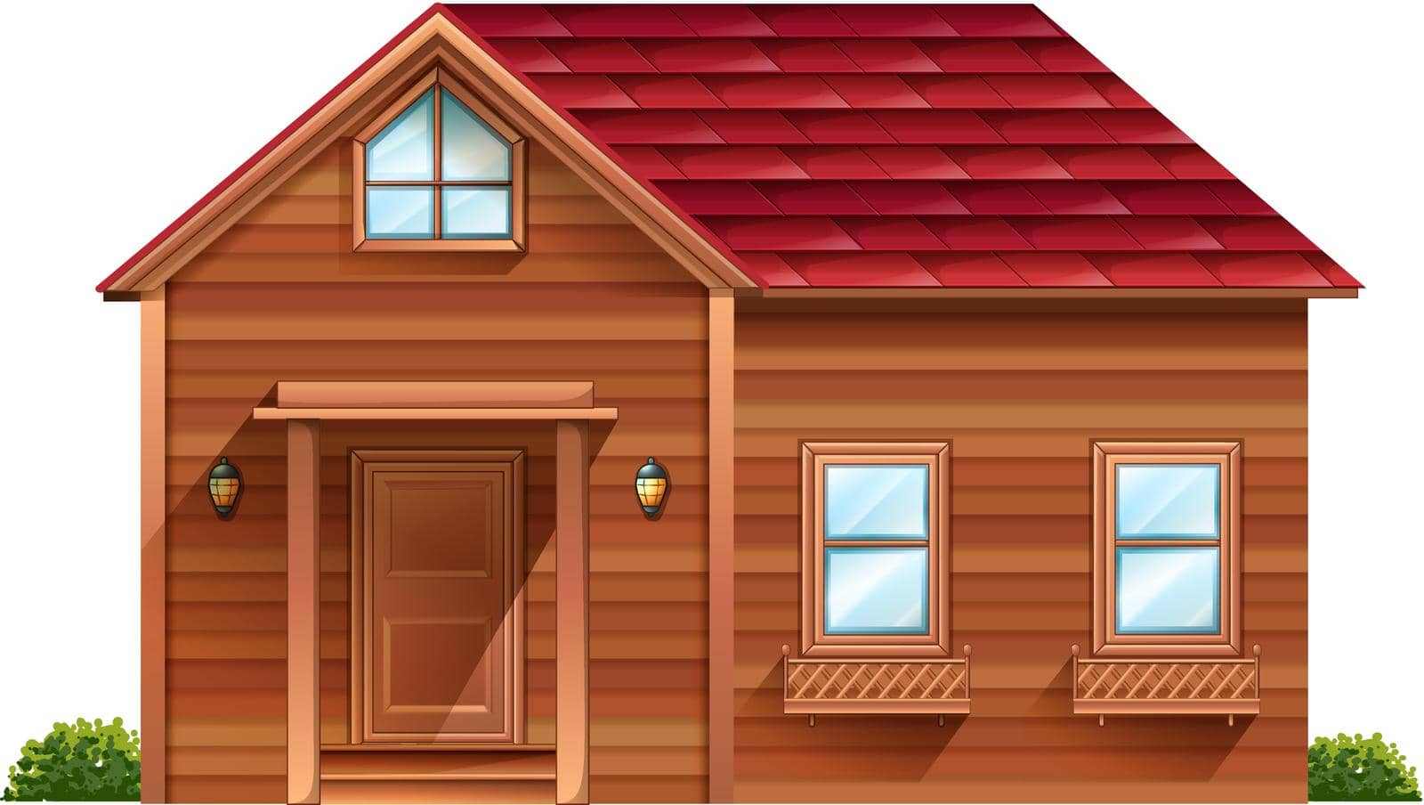 Illustration of a wooden house on a white background