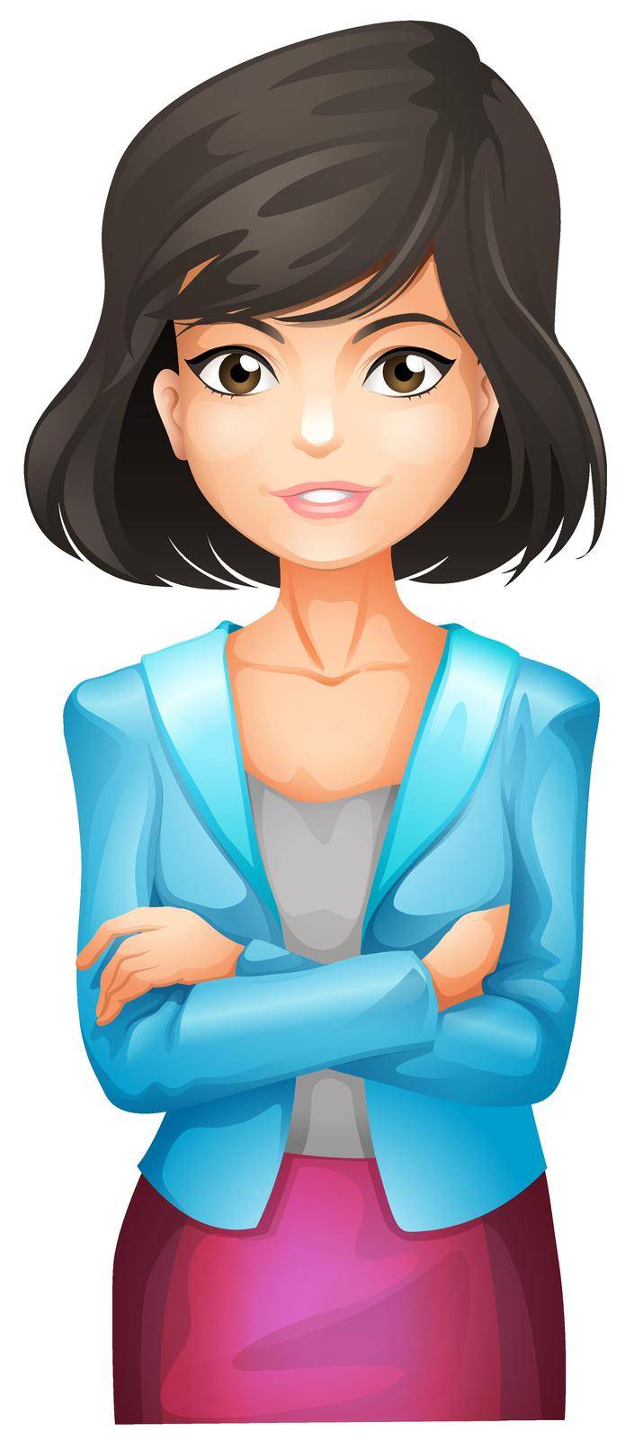 Illustration of a businesswoman wearing a blue blazer on a white background