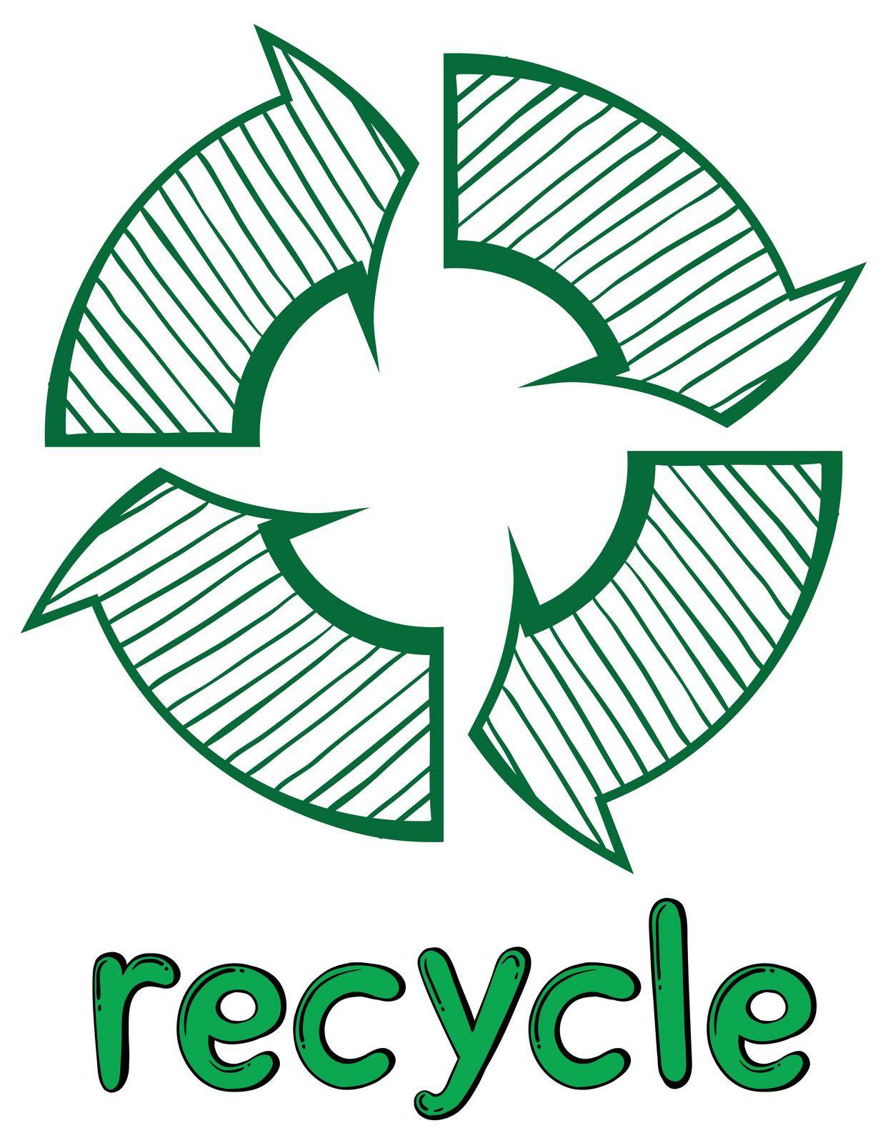 Illustration of a recycle symbol on a white background