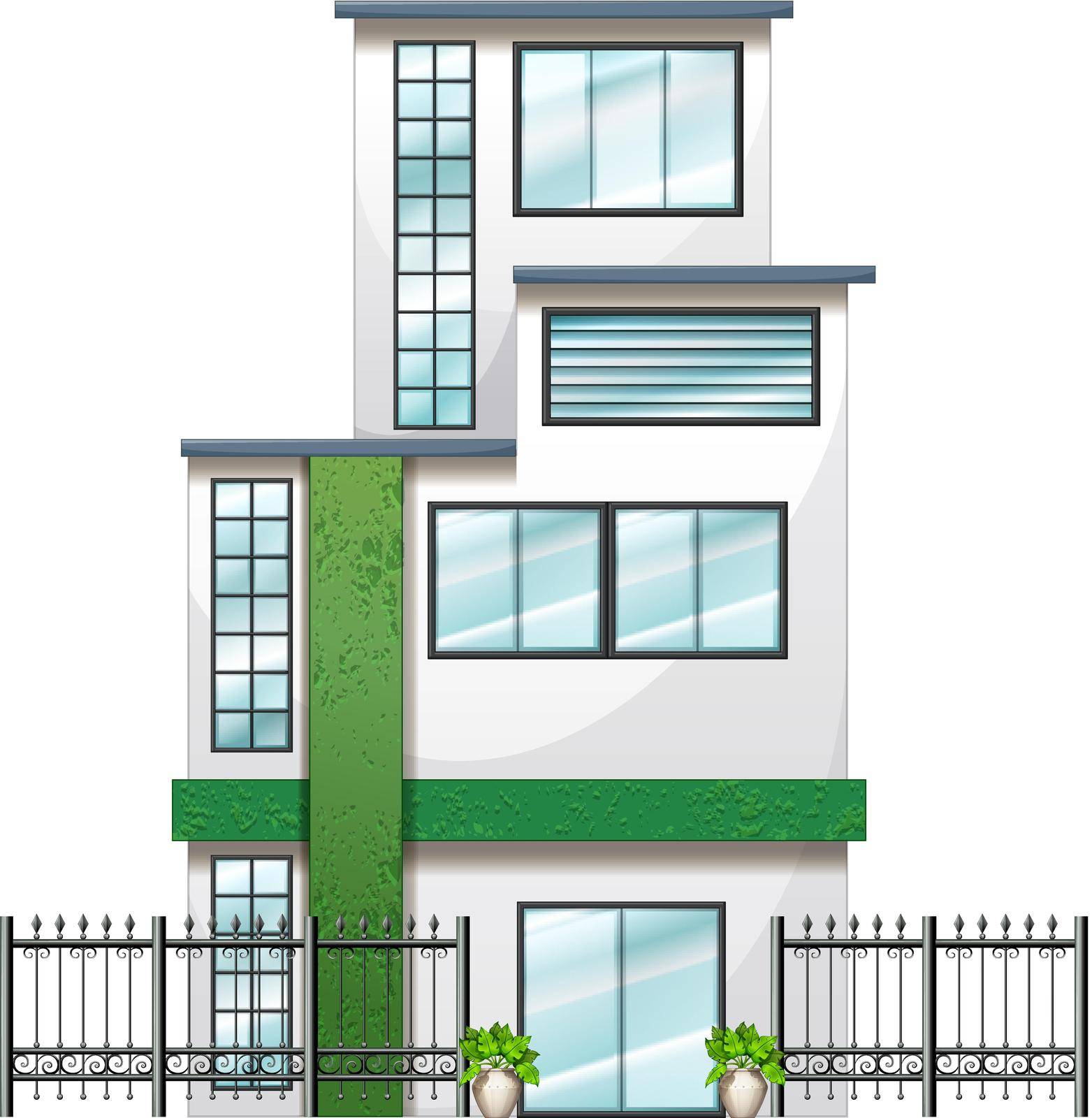Illustration of a newly built tall building on a white background