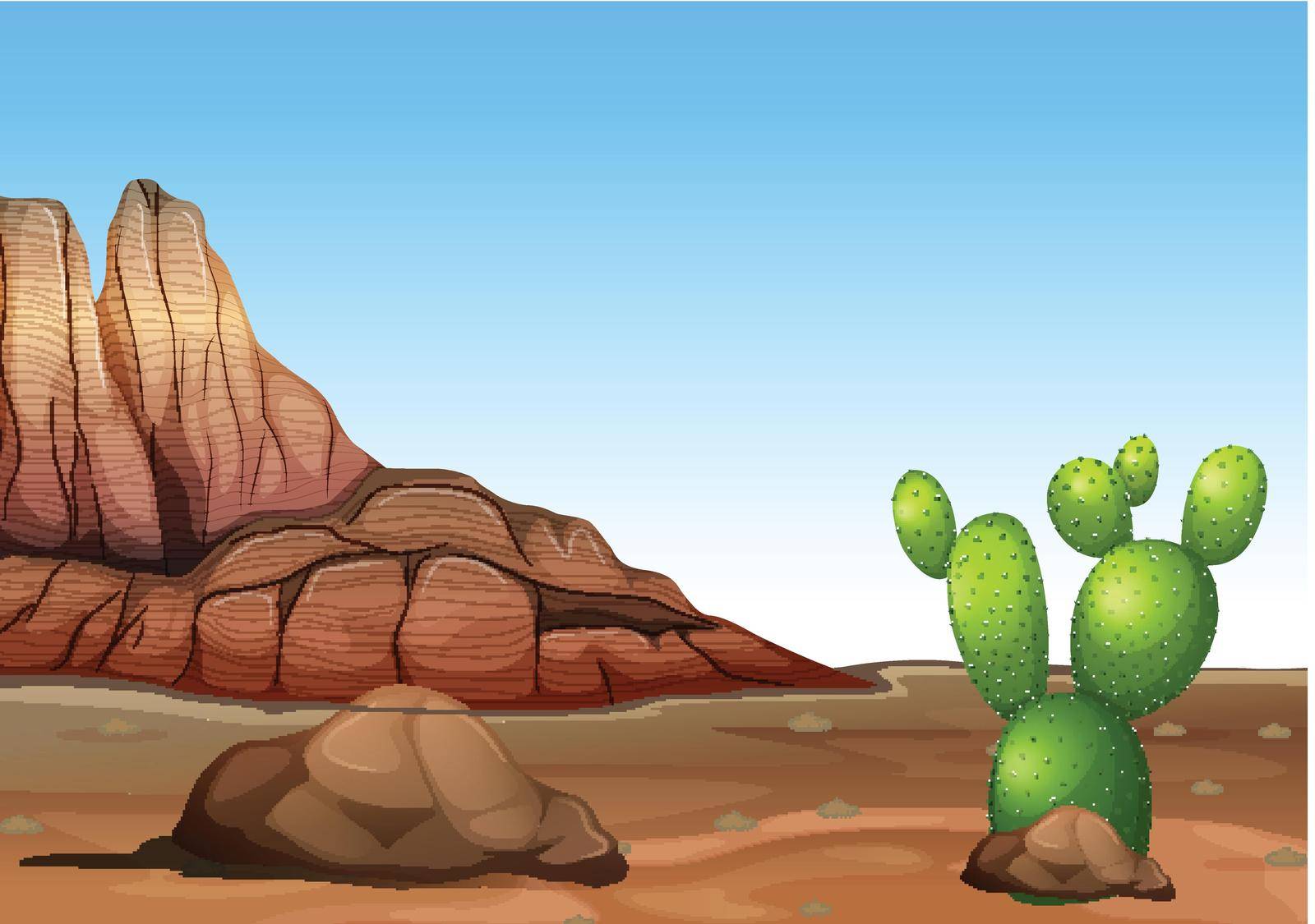 Illustration of a desert with a cactus