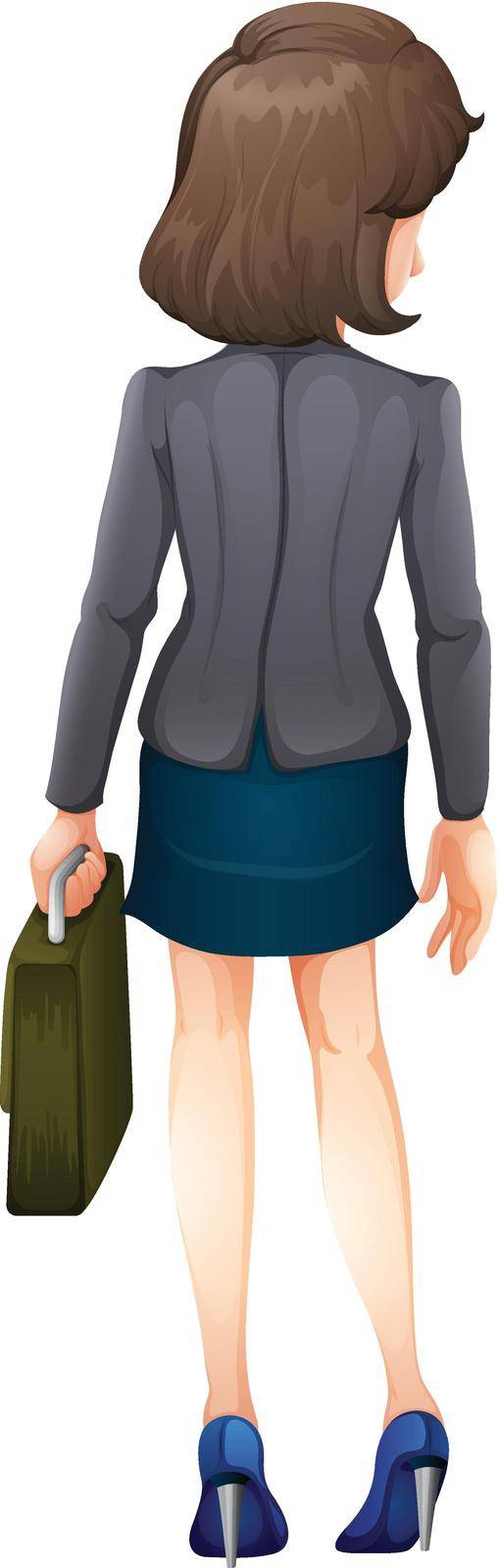 Illustration of a backview of a businesswoman on a white background
