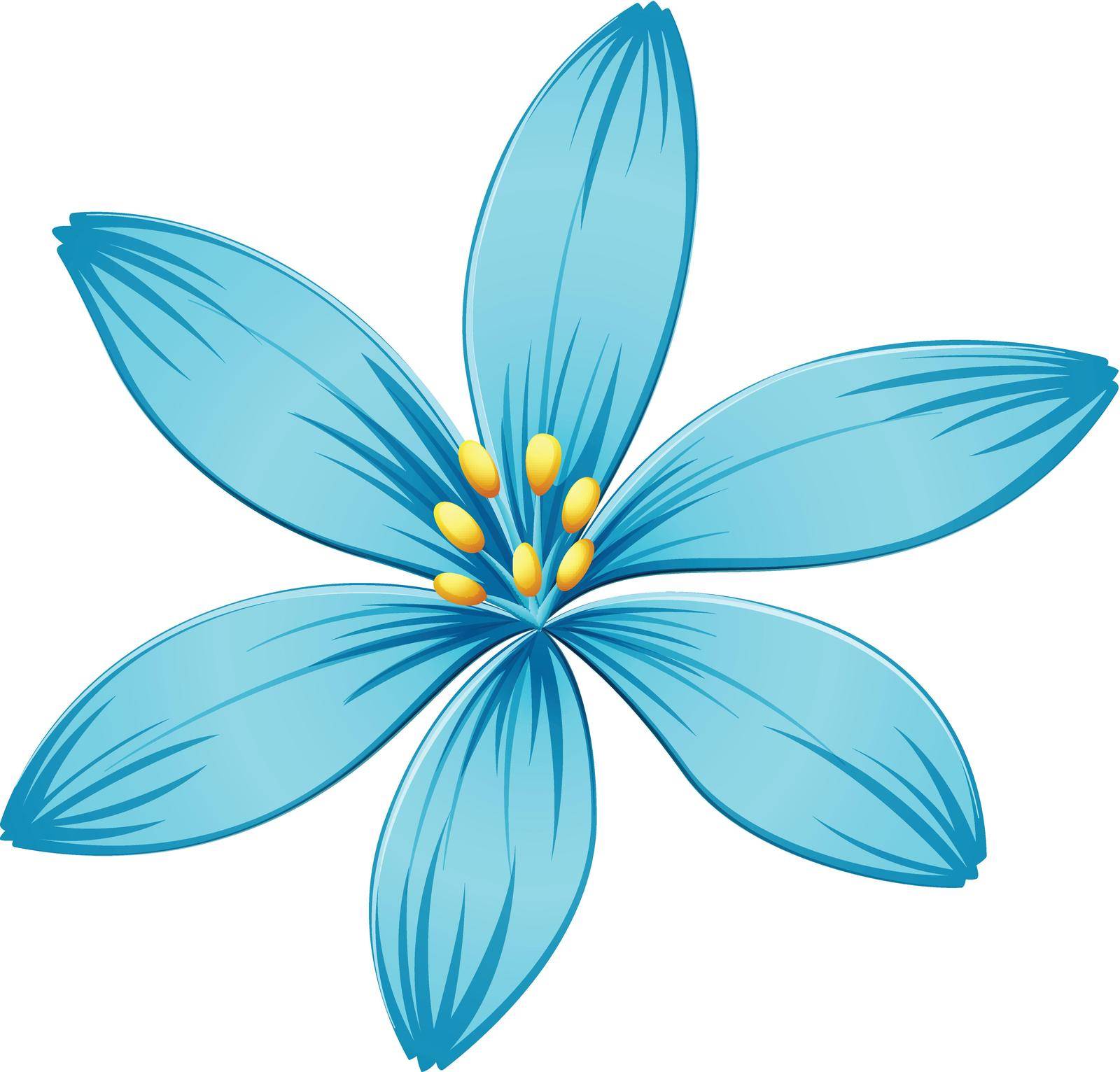 Illustration of a blue flower on a white background