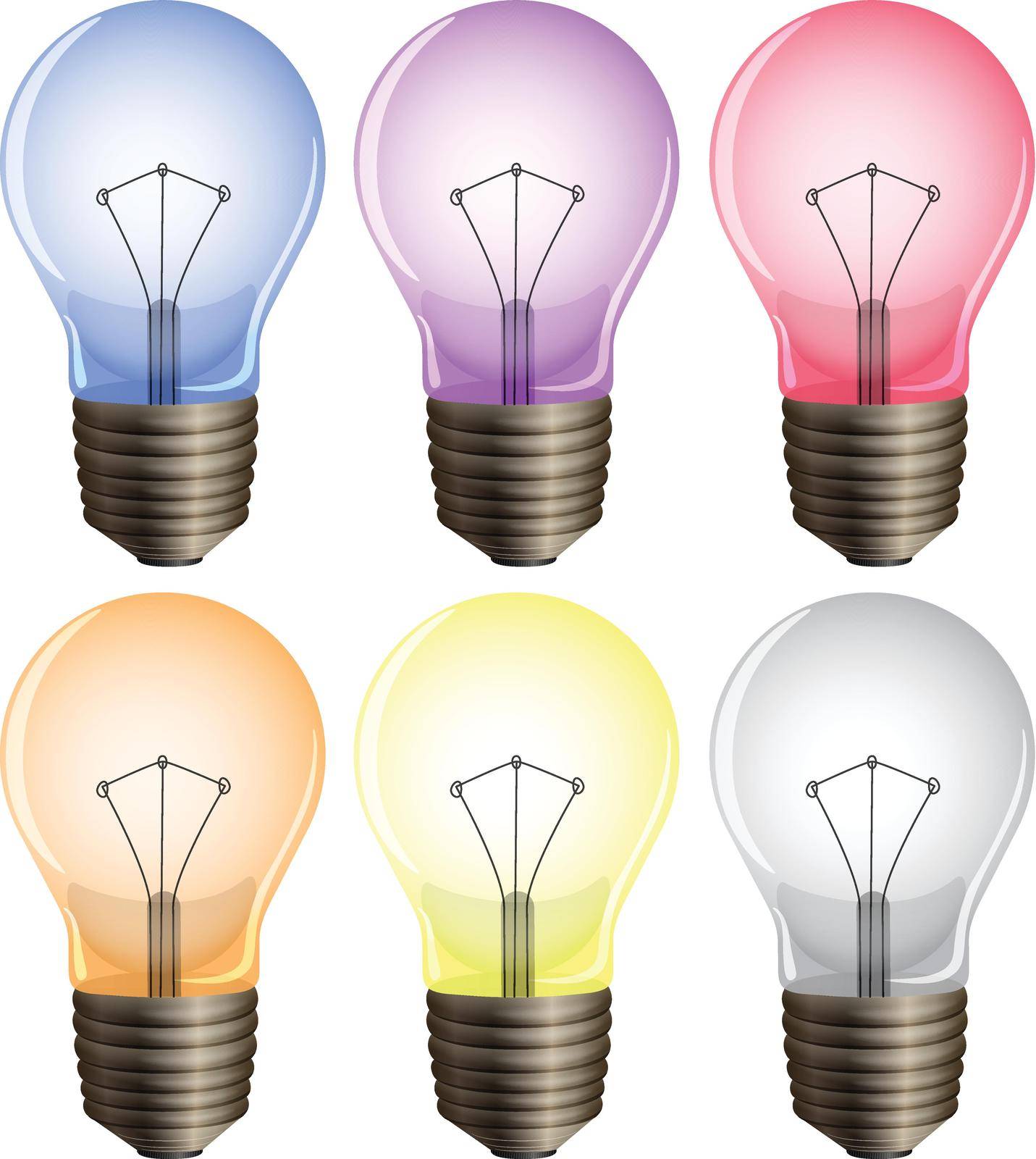 Illustration of the six light bulbs on a white background