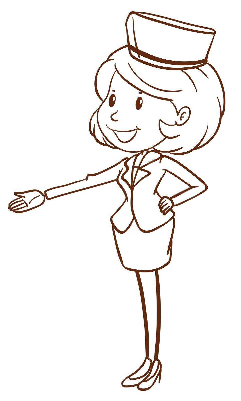 Illustration of a simple air hostess on a white background