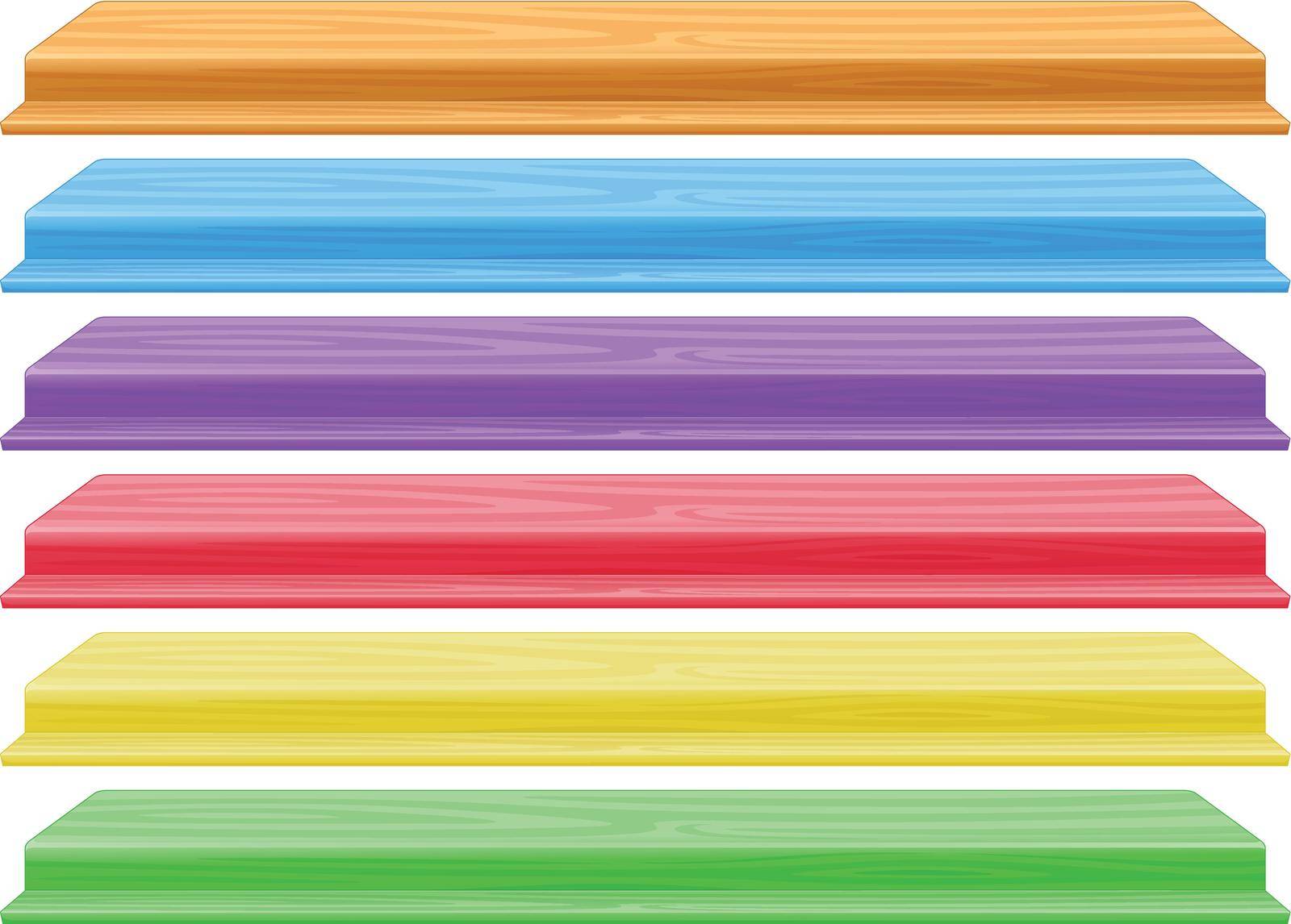 Illustration of the colourful shelves on a white background