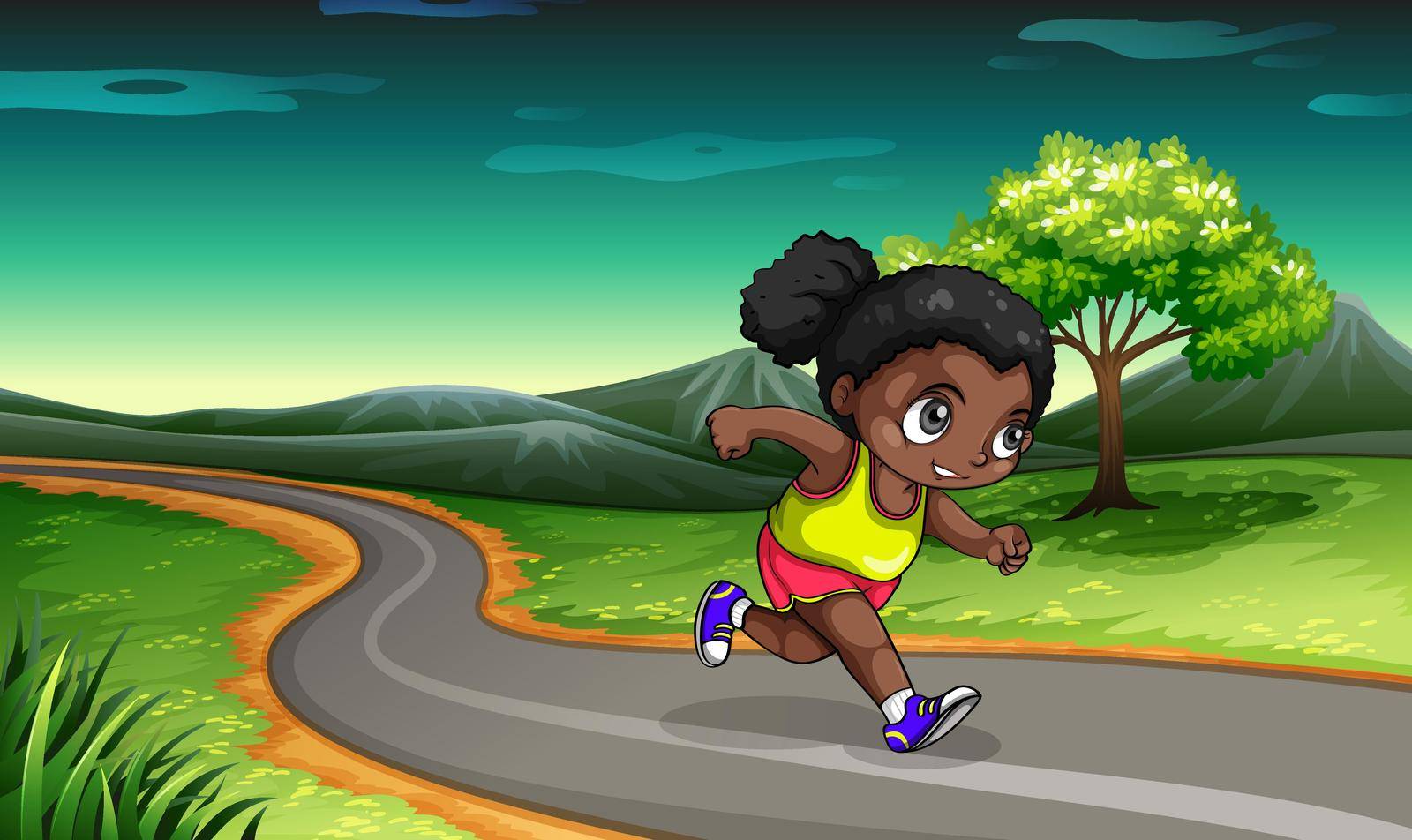 Illustration of a Black girl jogging