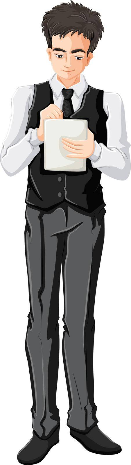 Illustration of a waitstaff on a white background