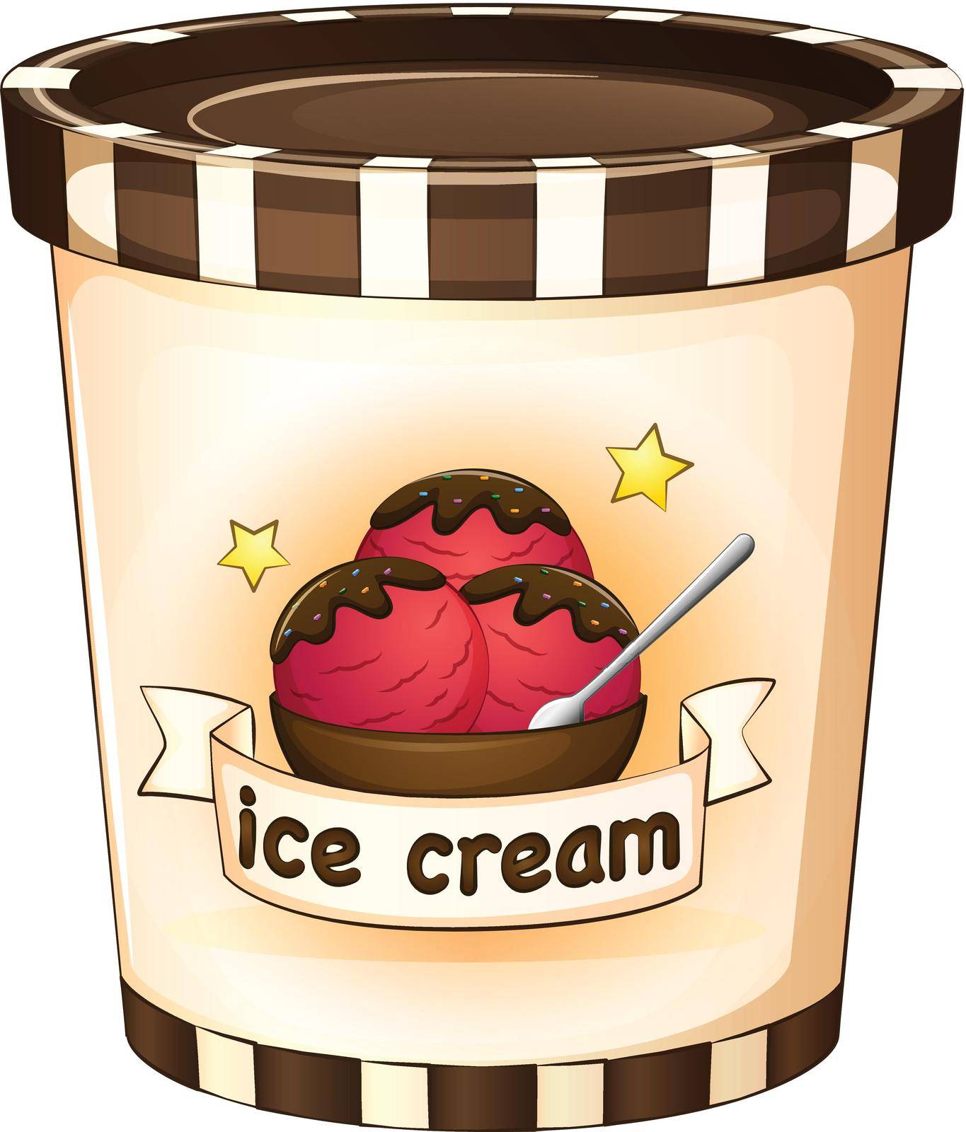 Illustration of the icecream inside the disposable cup on a white background