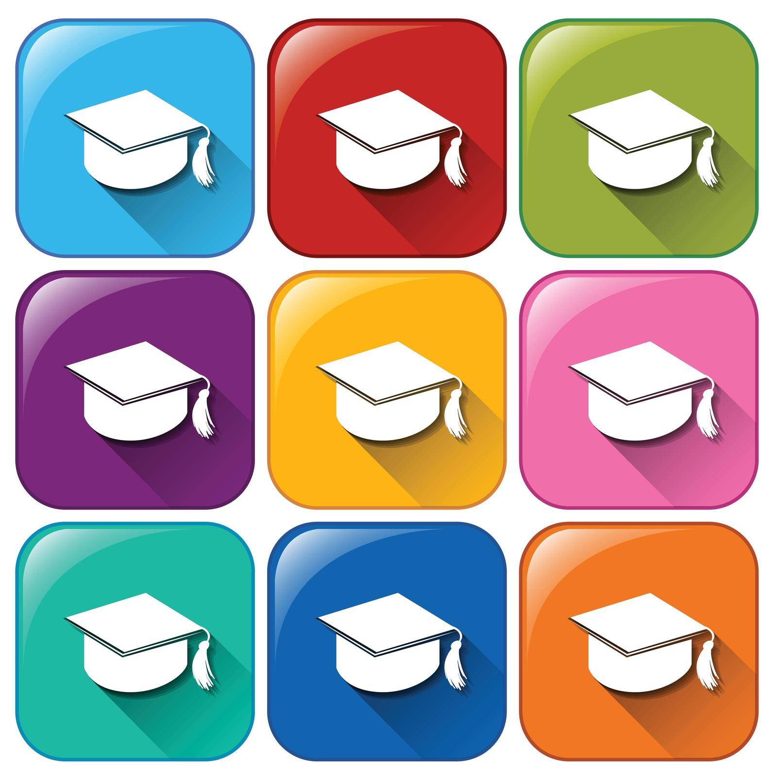 Illustration of the graduation icons on a white background